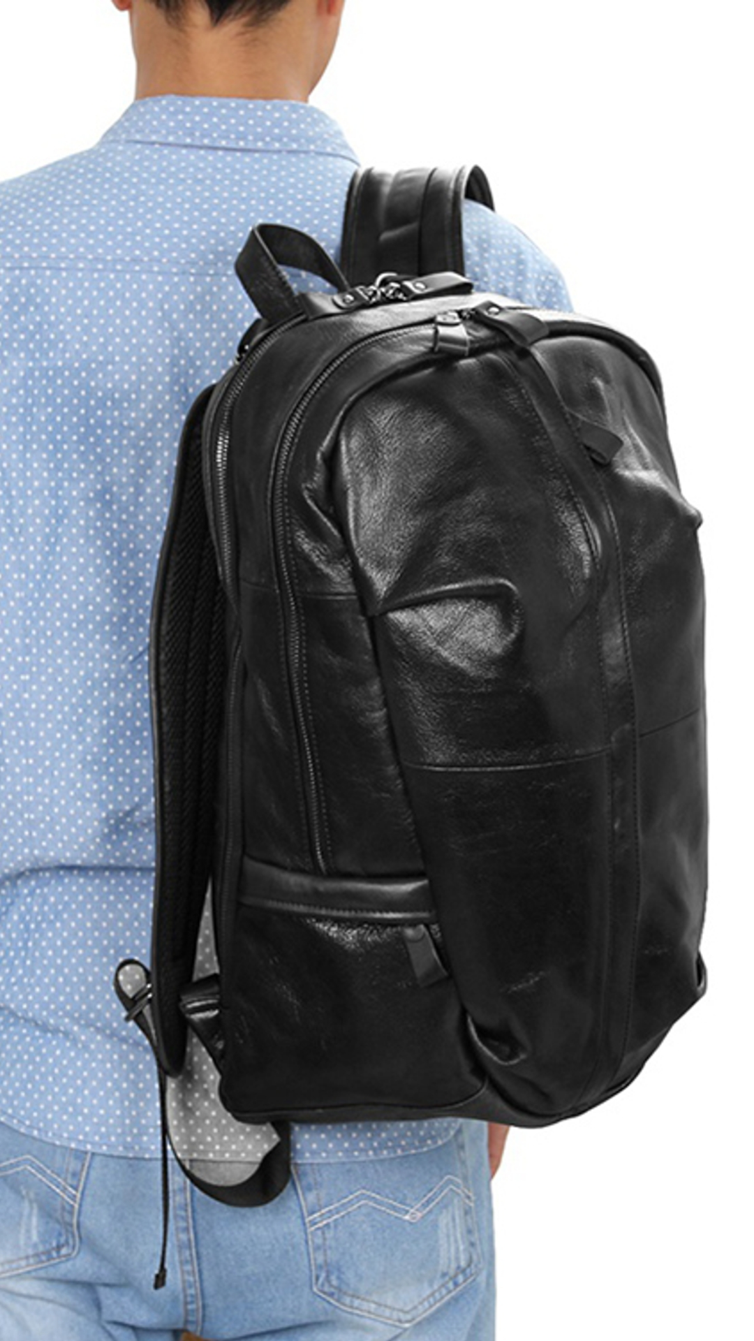Thin Black Leather Backpack | In stock! | Delton Bags