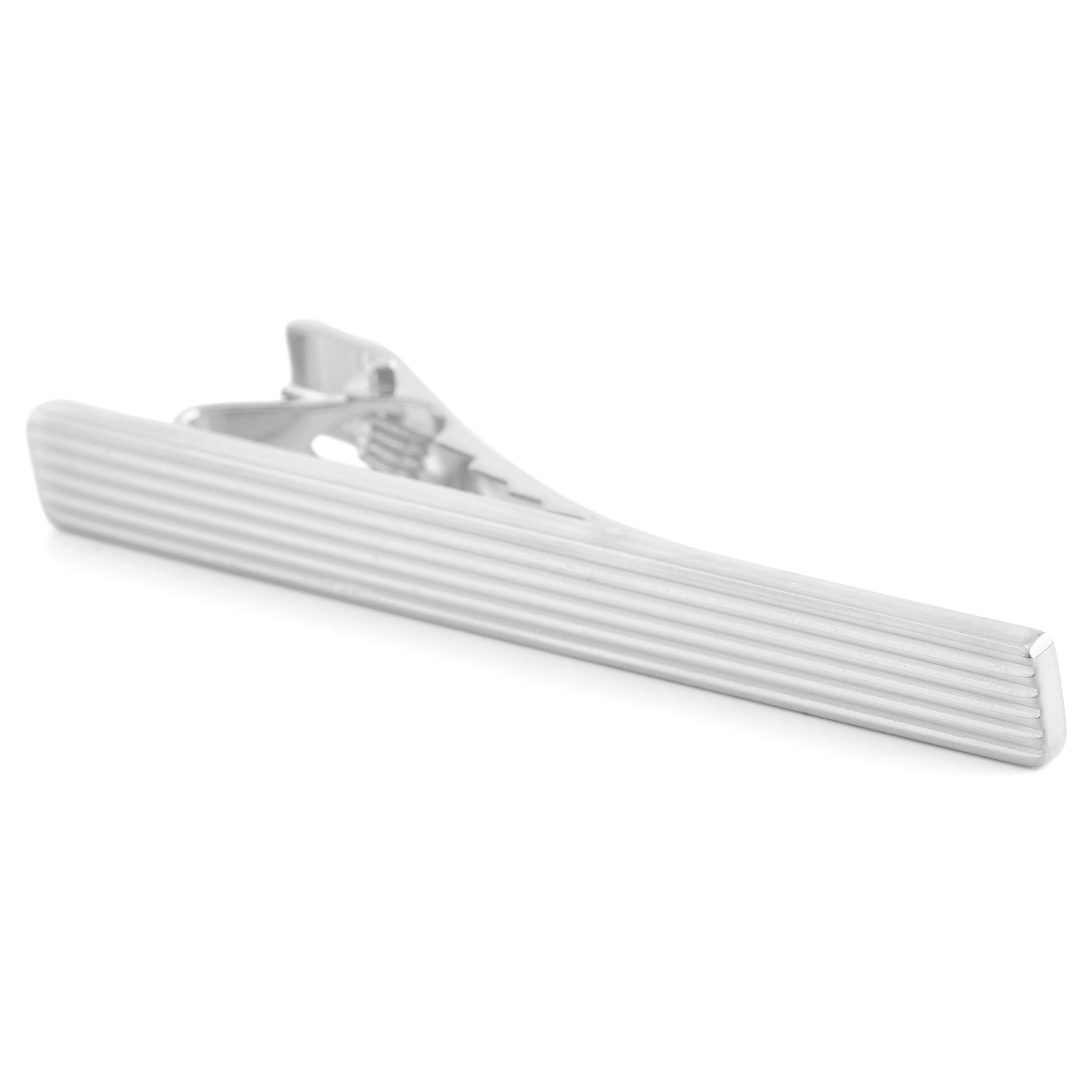 925s Silver Ridged Tie Clip - 3