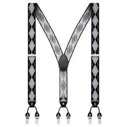 Vexel | Grey Large Diamond-Patterned Suspenders