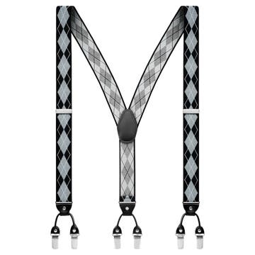 Vexel | Gray Large Diamond-Patterned Suspenders Vexel | Gray Large Diamond-Patterned Suspenders
