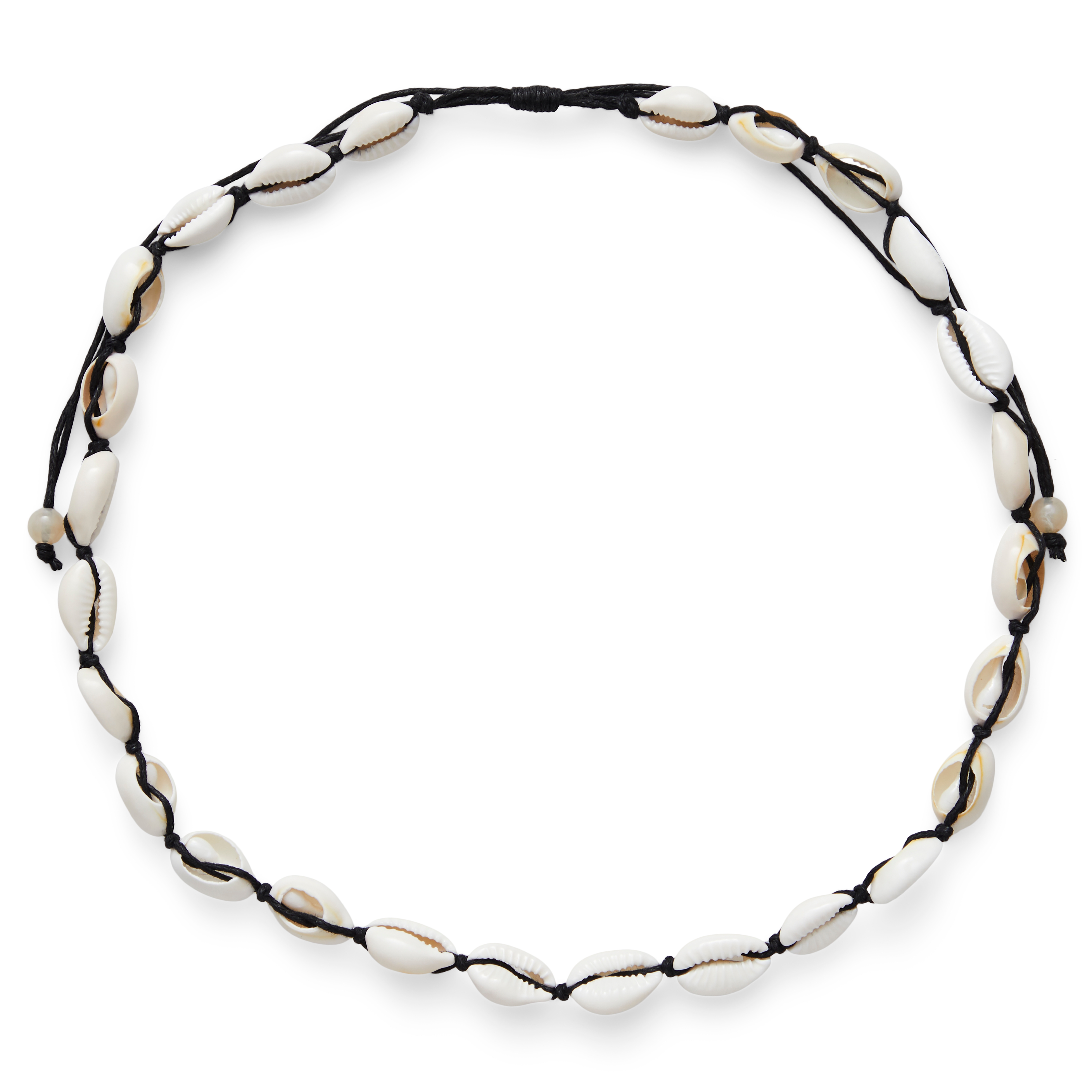Cowrie | Drift skjellhalskjede med svart snor - 2