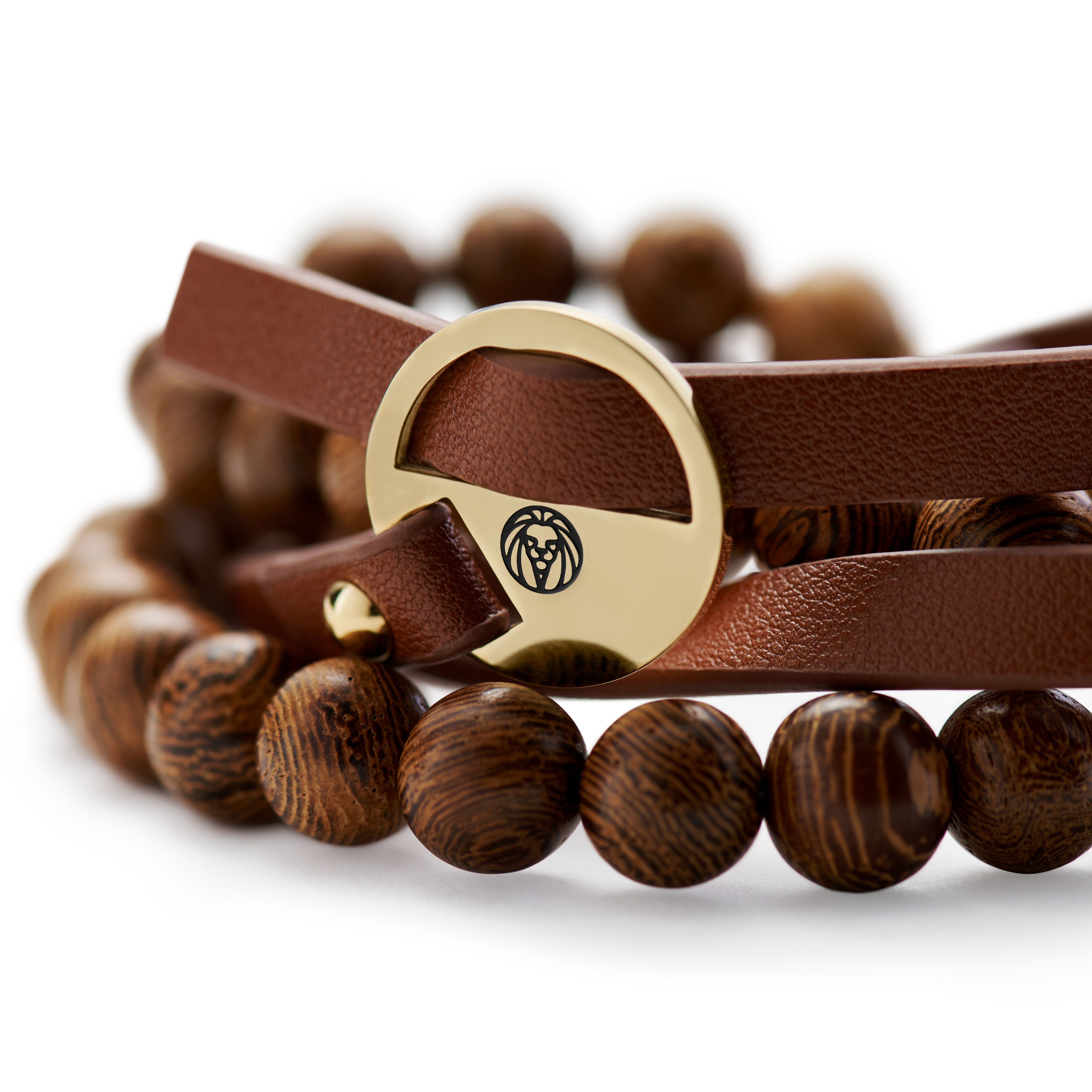 Set di bracciali Ankh color marrone e oro - 6