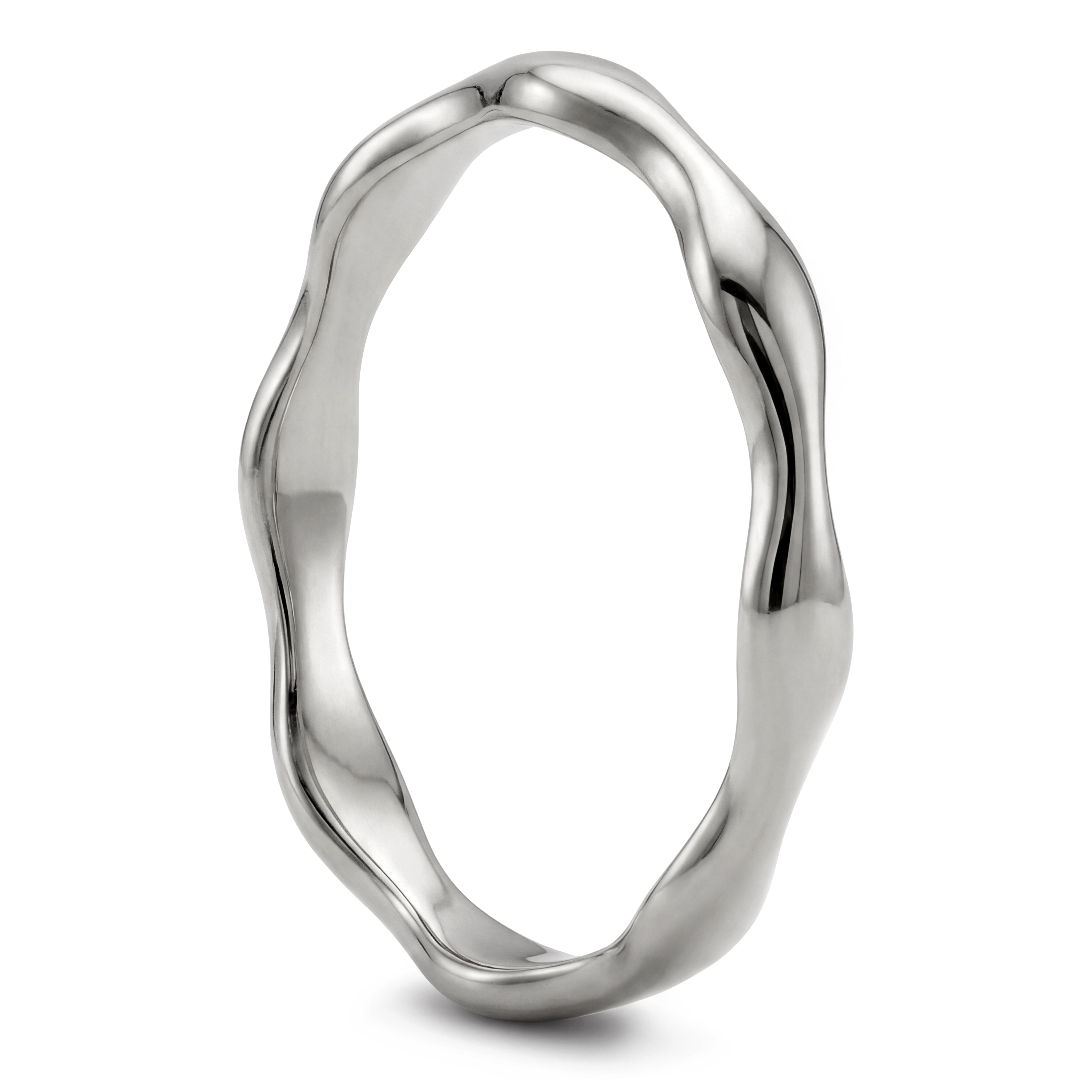 Magma | 4 mm silberfarbener Edelstahl Ring mit wellenförmigem Design