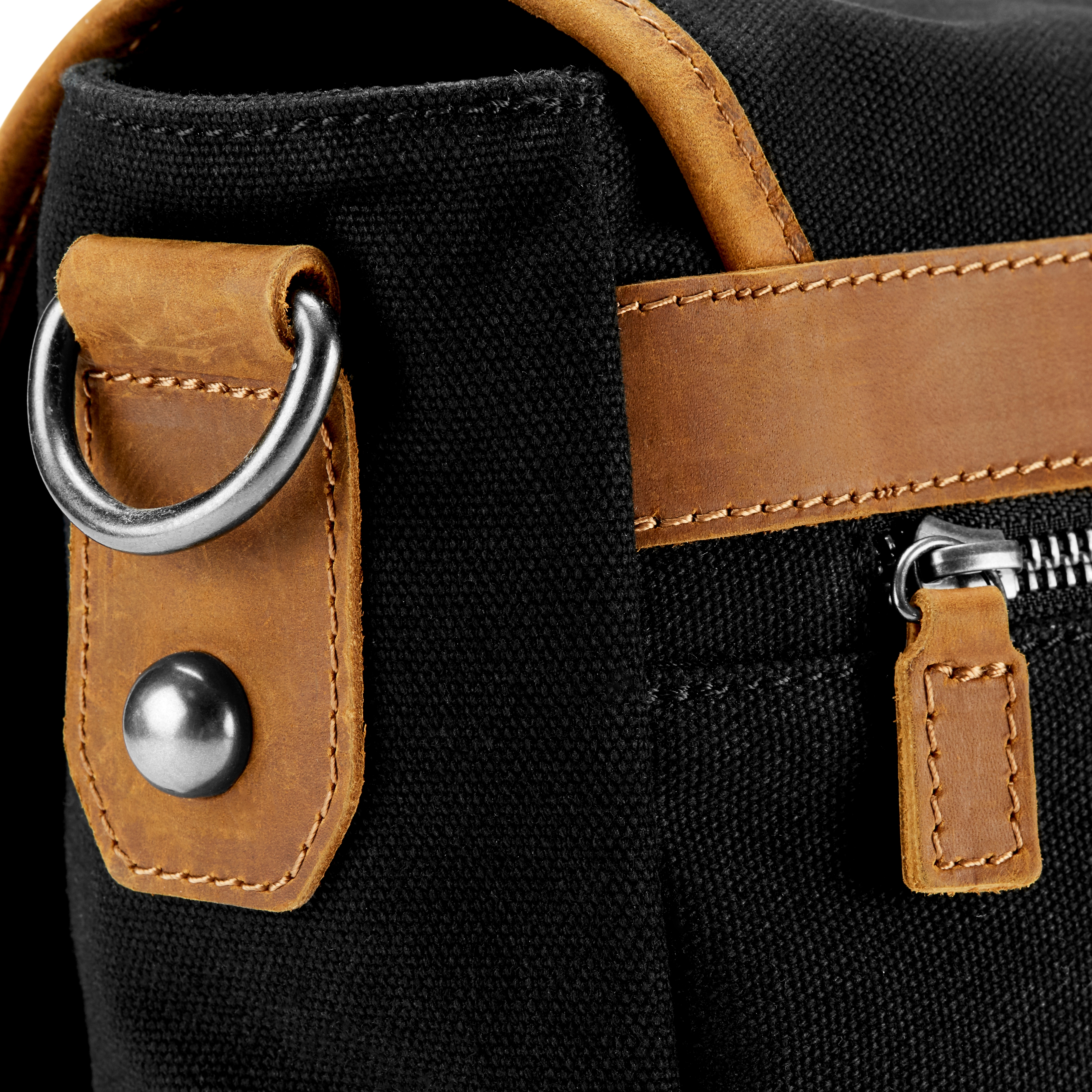 Saul Tarpa Messenger Tasche In Schwarz & Hellbraun - 5