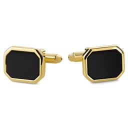 Gold-Tone & Black Stylish Octagonal Cufflinks