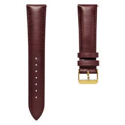21mm Dark-Brown Leather Watch Strap with Gold-Tone Buckle – Quick Release
