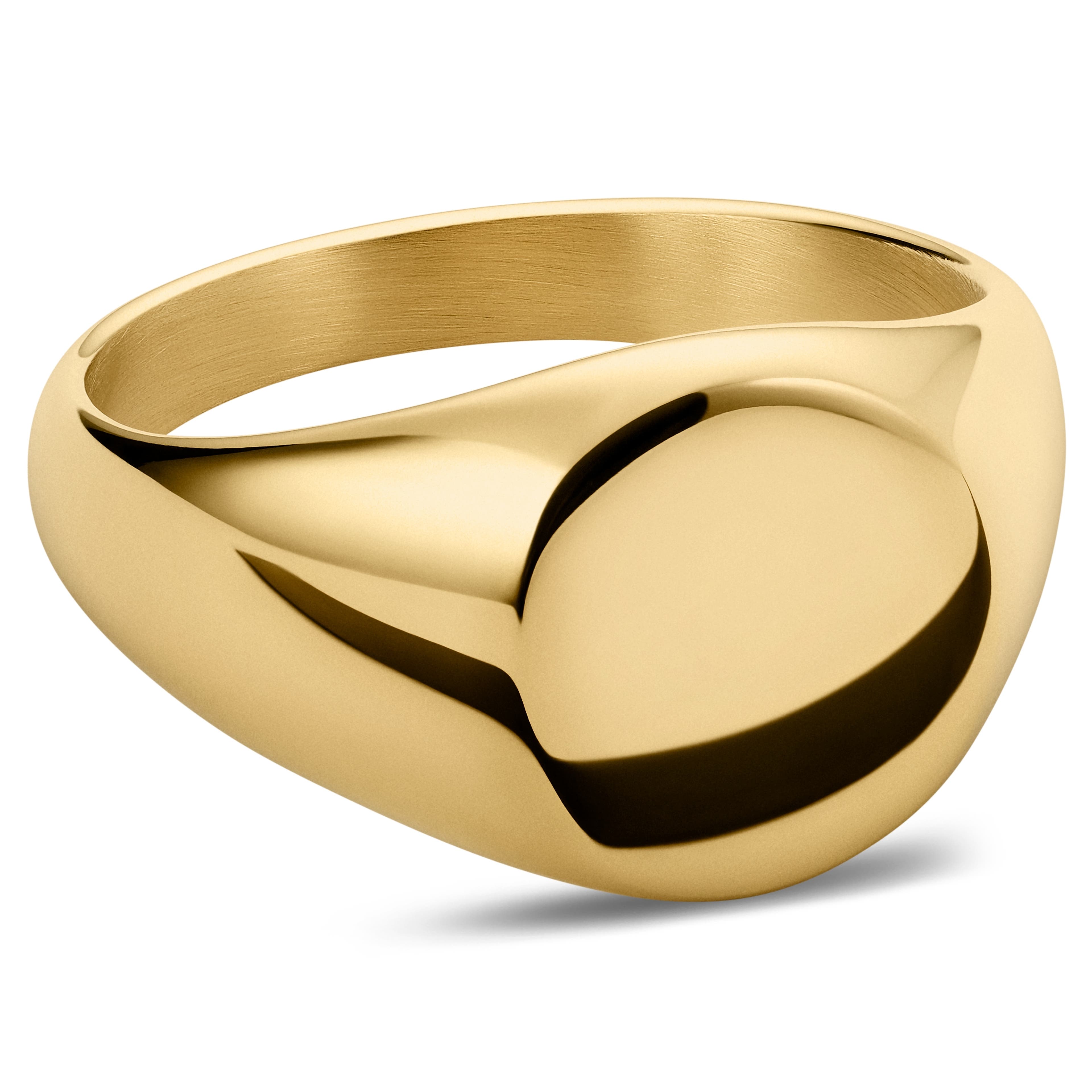Gold-Tone Round Signet Ring