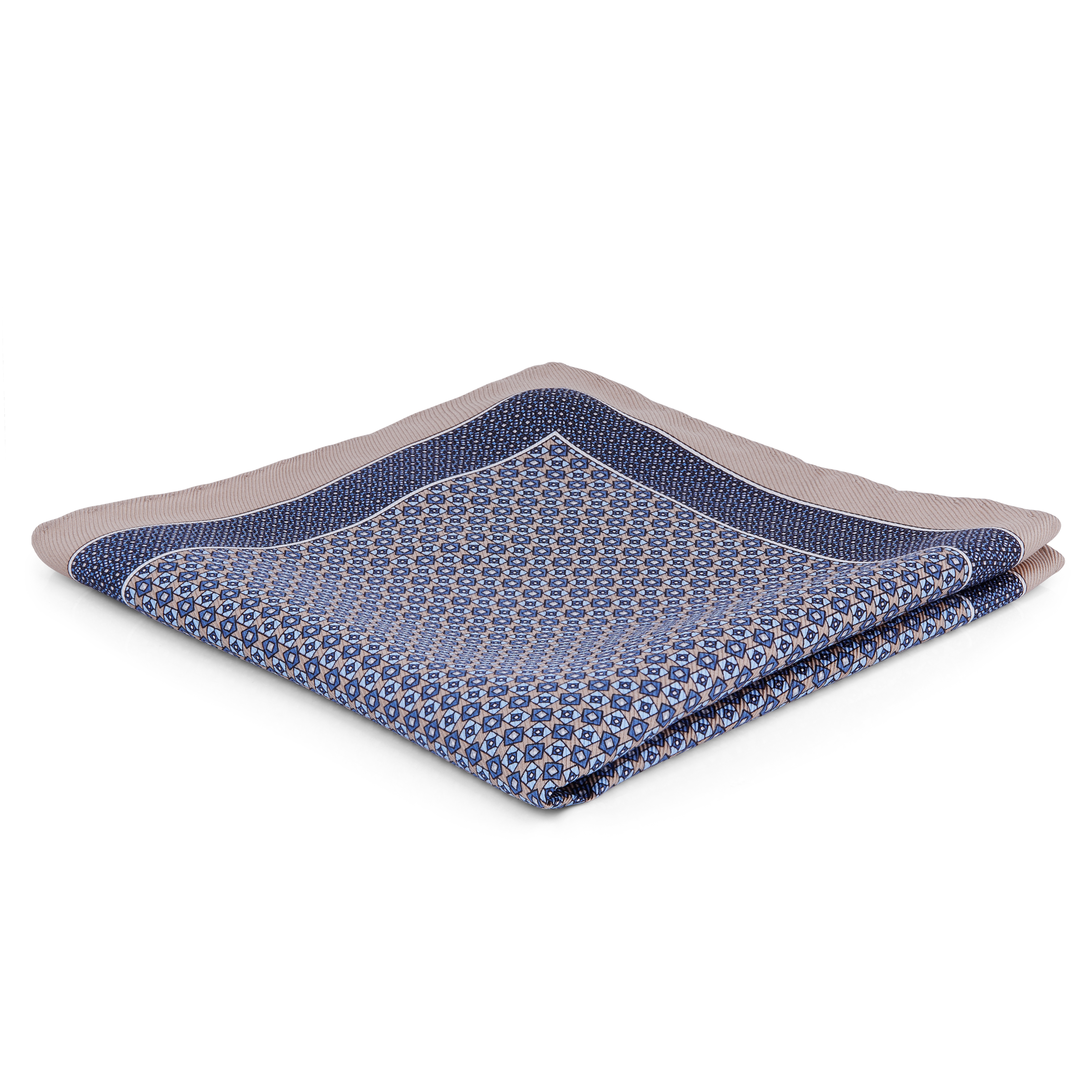 Blå Lommeklud med Geometrisk Mønster - 1