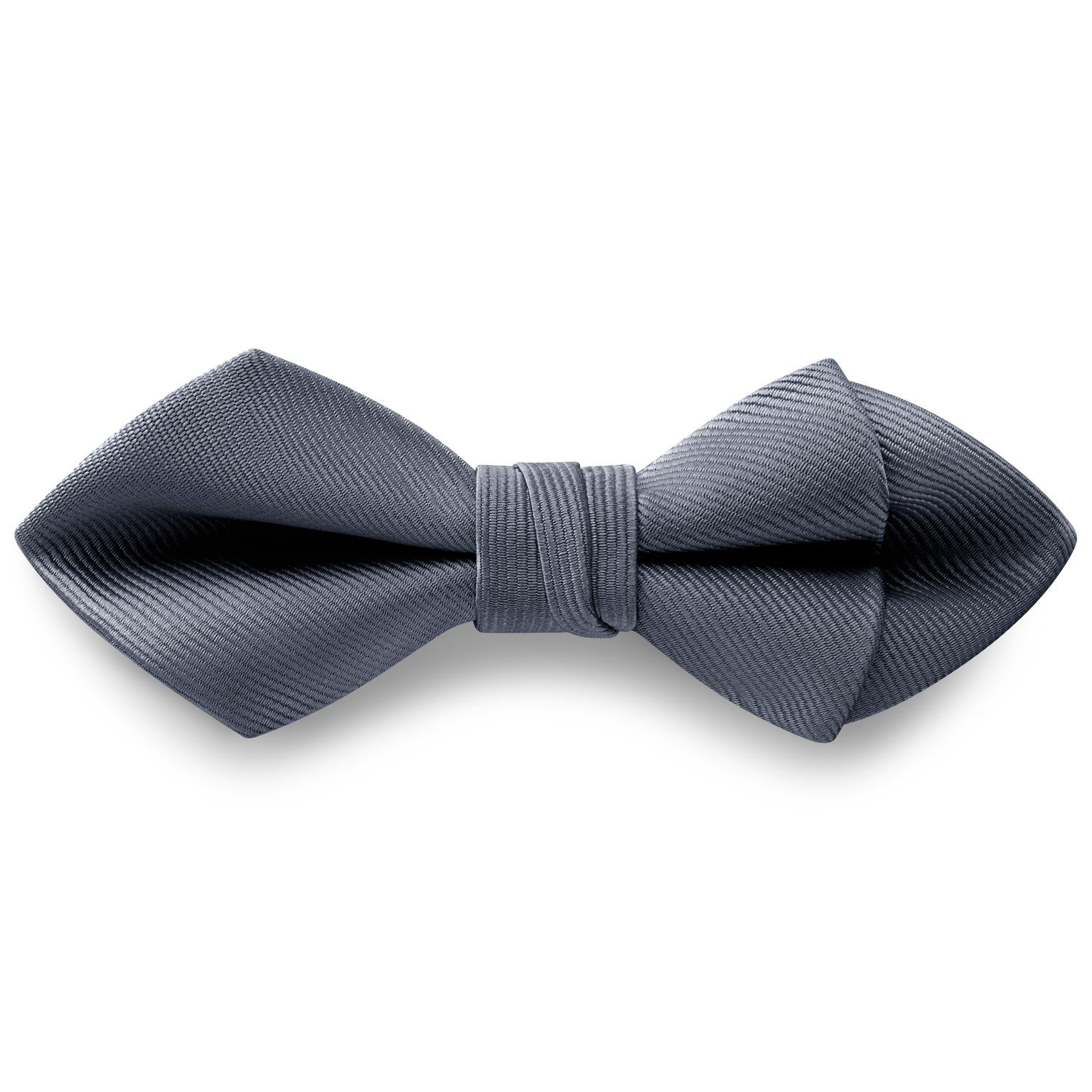 Nœud papillon pré-noué tissu gros-grain à pointes - gris graphite Nœud papillon pré-noué tissu gros-grain à pointes - gris graphite