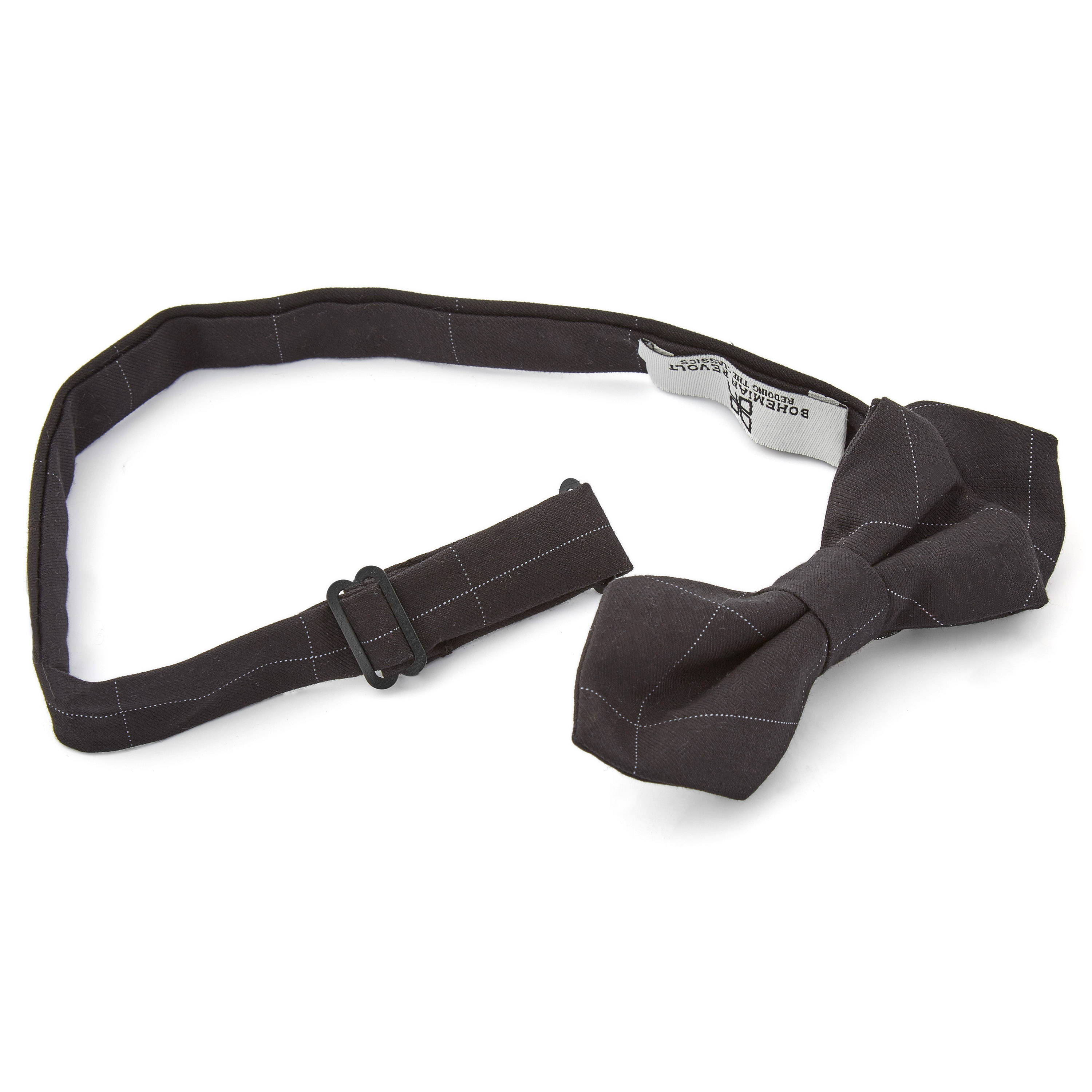 Black Checkered Pointy Pre-Tied Bow Tie - 2