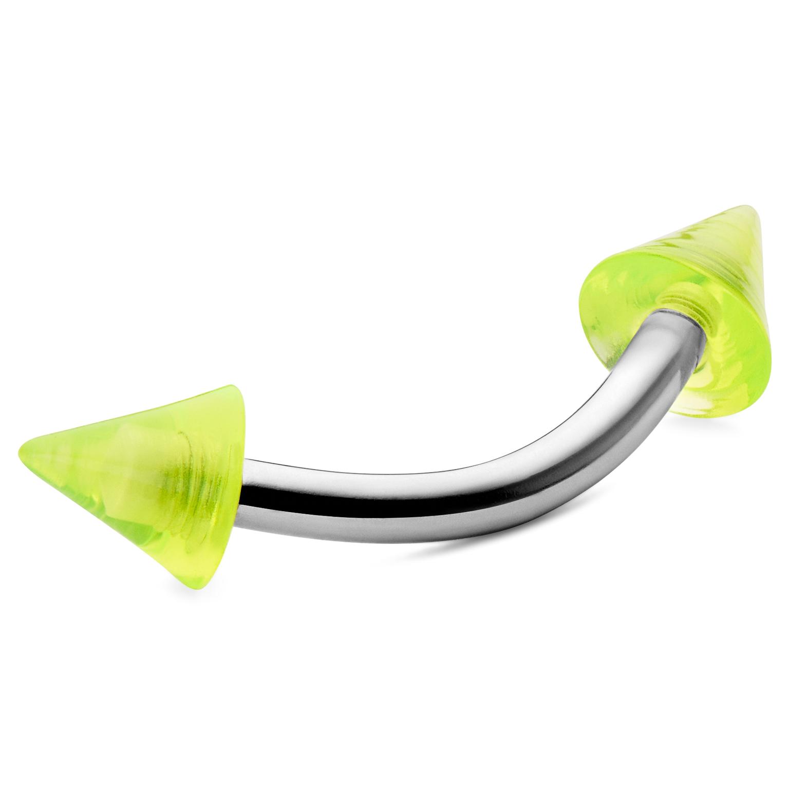 8 mm Ατσάλινο Σκουλαρίκι Μπάρα Καμπύλη με Neon Ακρυλικά Καρφιά Spikes Barbell 8 mm Ατσάλινο Σκουλαρίκι Μπάρα Καμπύλη με Neon Ακρυλικά Καρφιά Spikes Barbell