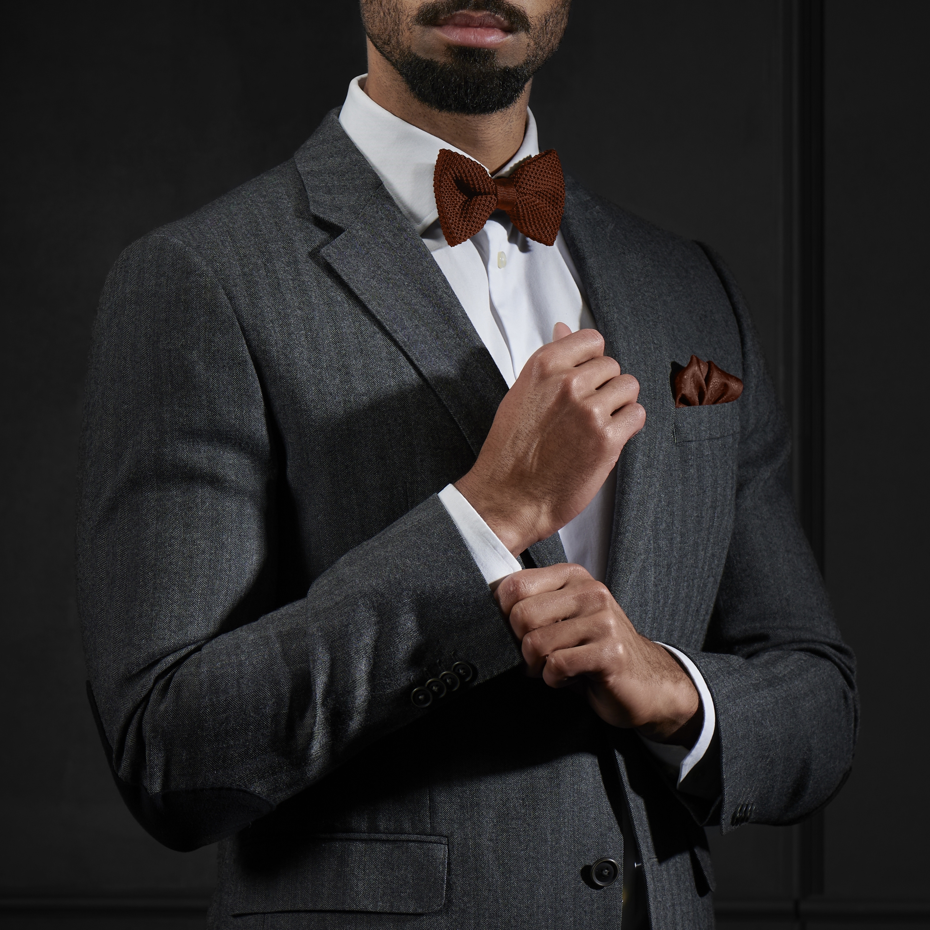 Chocolate Knitted Pre-Tied Bow Tie - 4