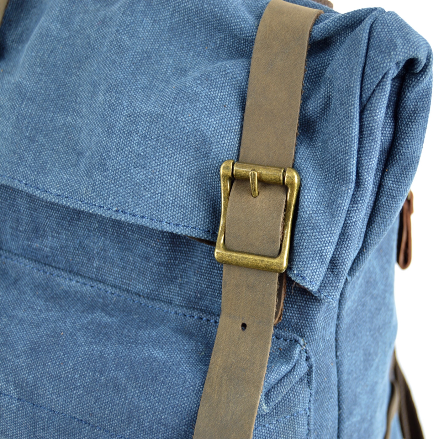 Ανθεκτικό Vintage Μπλε Σακίδιο Πλάτης (Backpack) από Καμβά & Δέρμα - 9