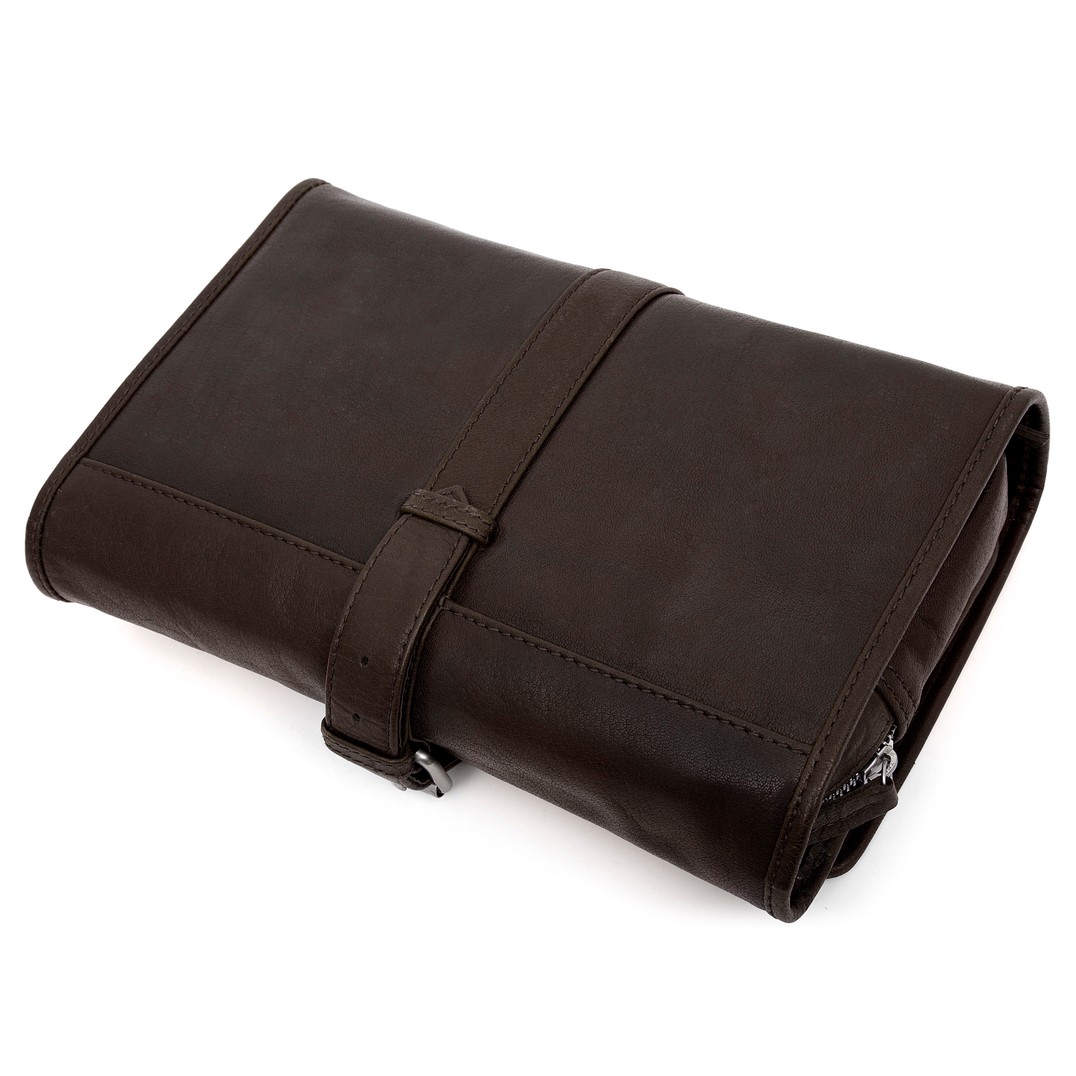 Montreal Hanging Brown Leather Wash Bag - 4
