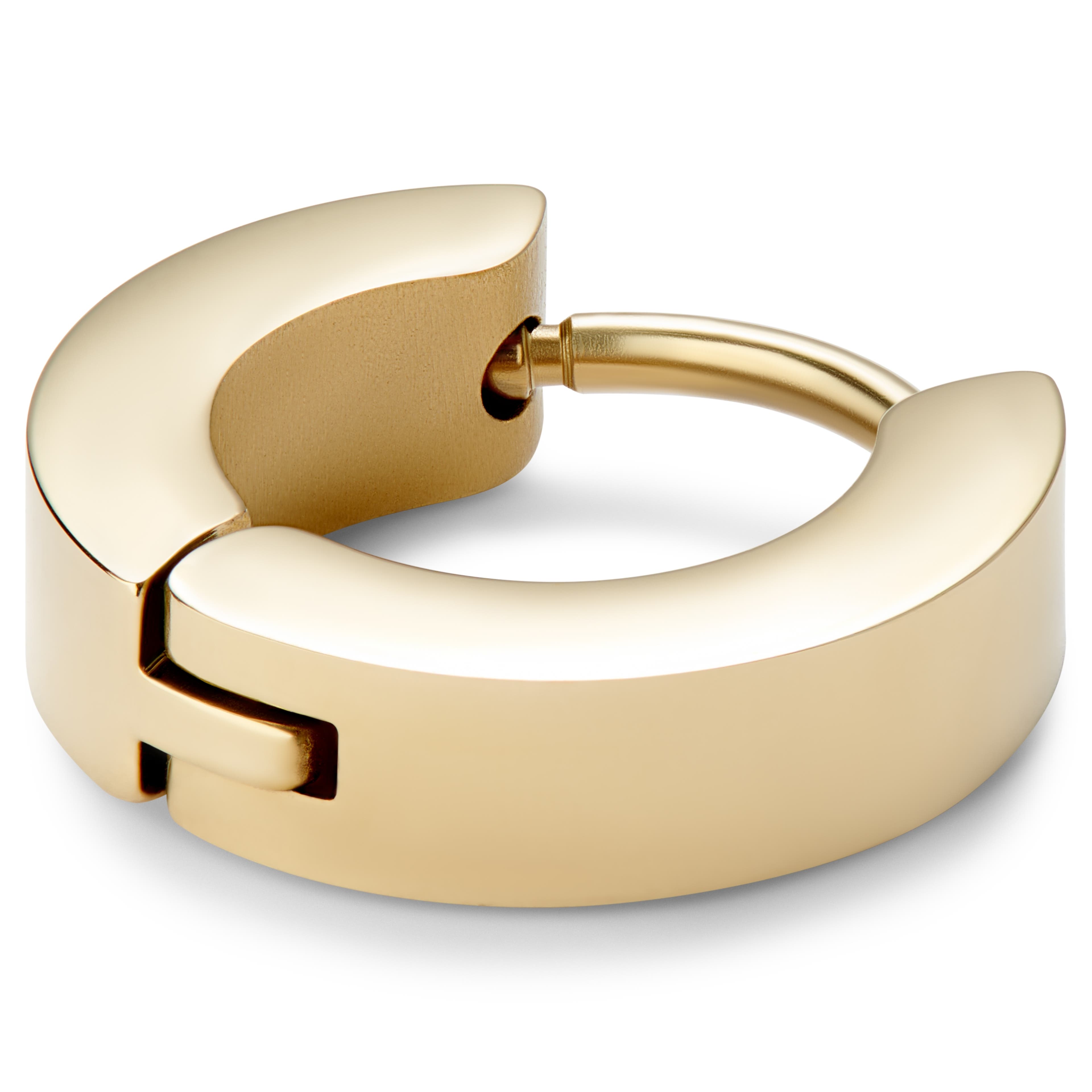 Huggie | Gold-Tone 1/3" (8 mm) Surgical Stainless Steel Flat Hoop Earring
