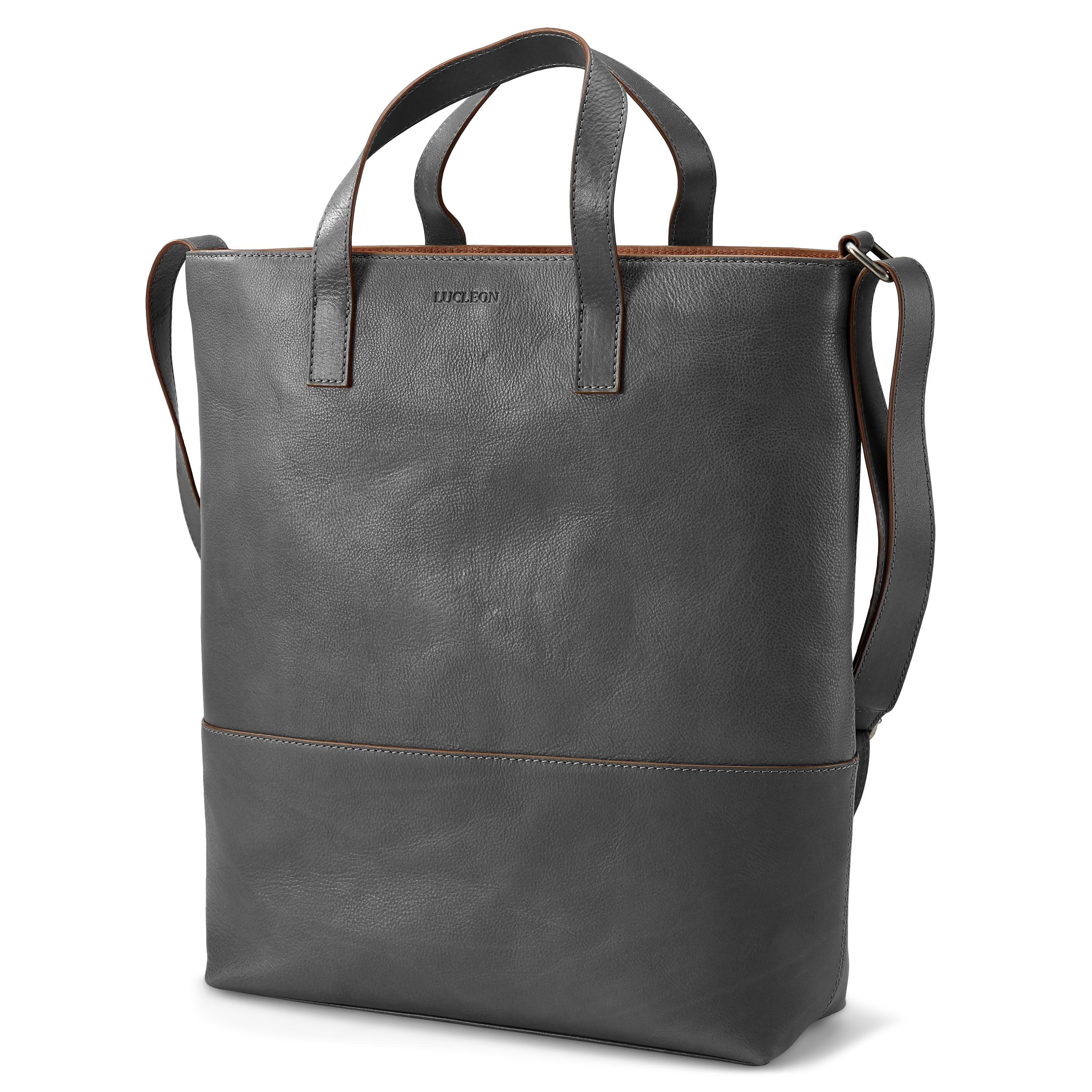 Lon Grey & Tan Leather Tote - 1
