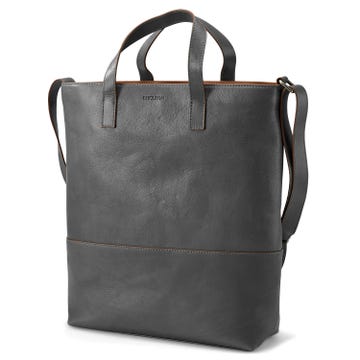 Lincoln | Dark gray & Tan Leather Tote Bag