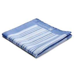 Light Blue & White Striped Patterned Silk Pocket Square