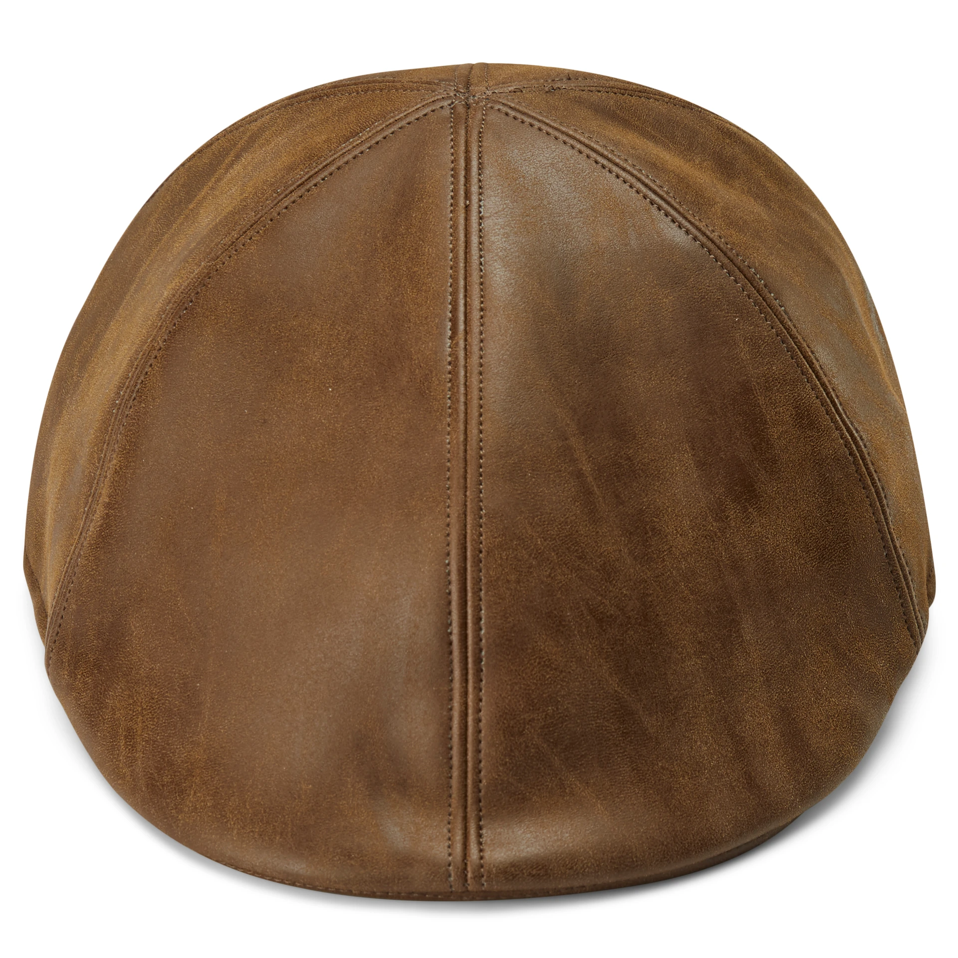 Moda | Light Brown Vegan Leather Flat Cap | In stock! | Fawler