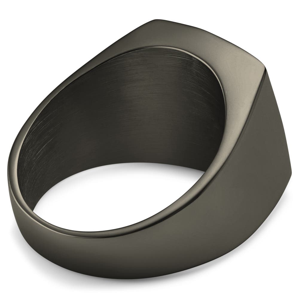 hover: Gravel | Gunmetal Black Stainless Steel Signet Ring hover: Gravel | Gunmetal Black Stainless Steel Signet Ring