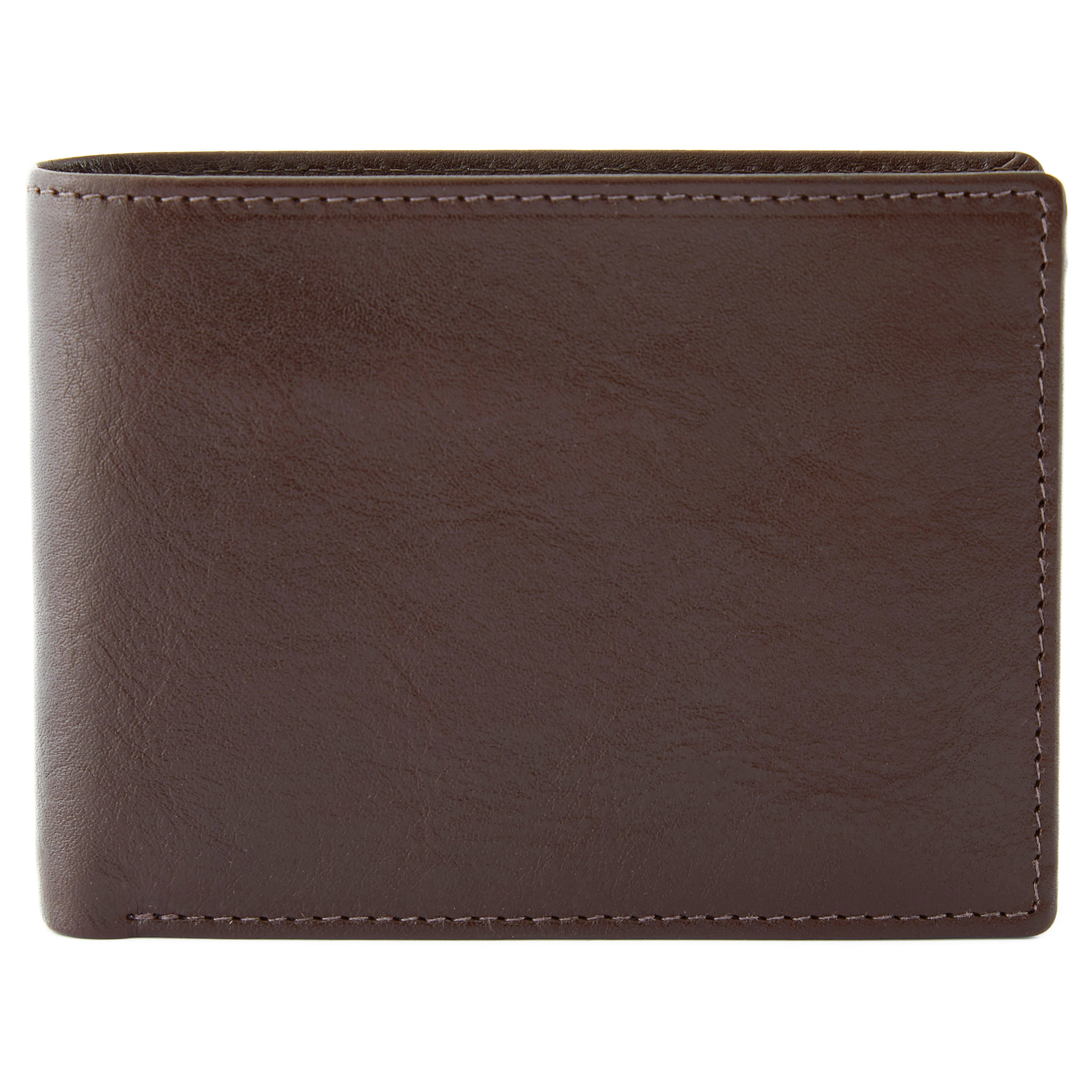Skórzany i podwójnie składany portfel w kolorze czekoladowym - 4