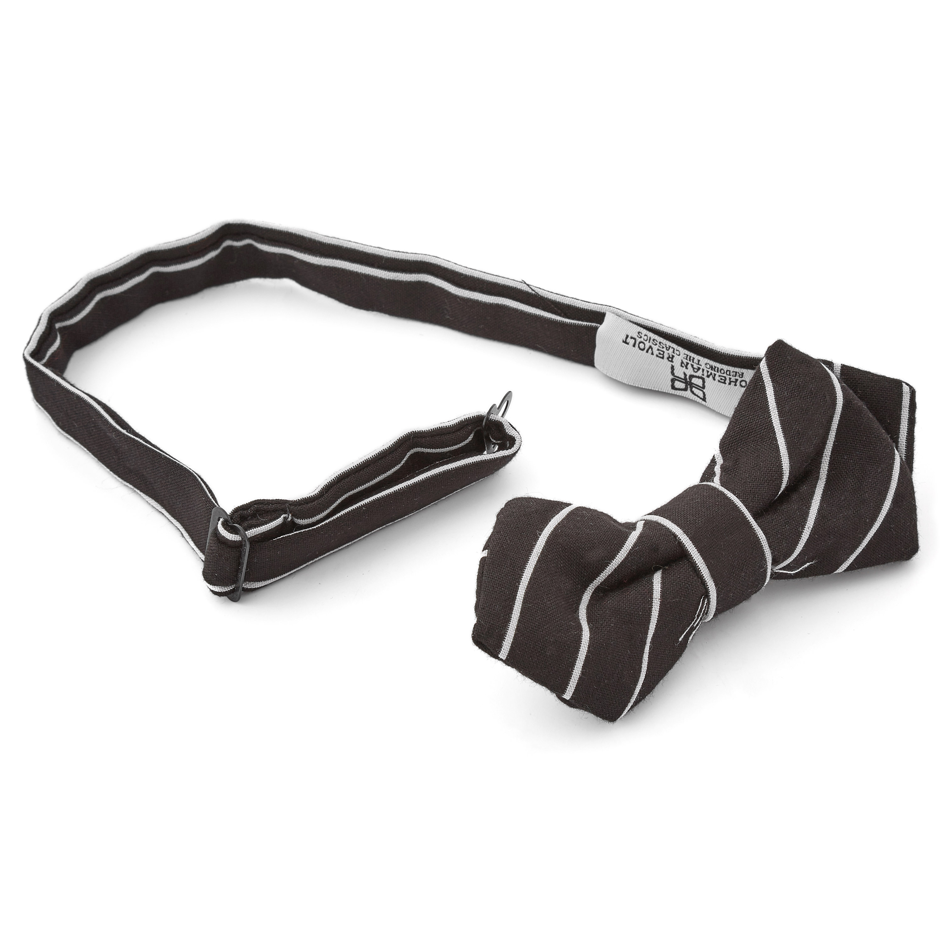 Fekete-fehér csíkos, hegyes szélű csokornyakkendő - 2