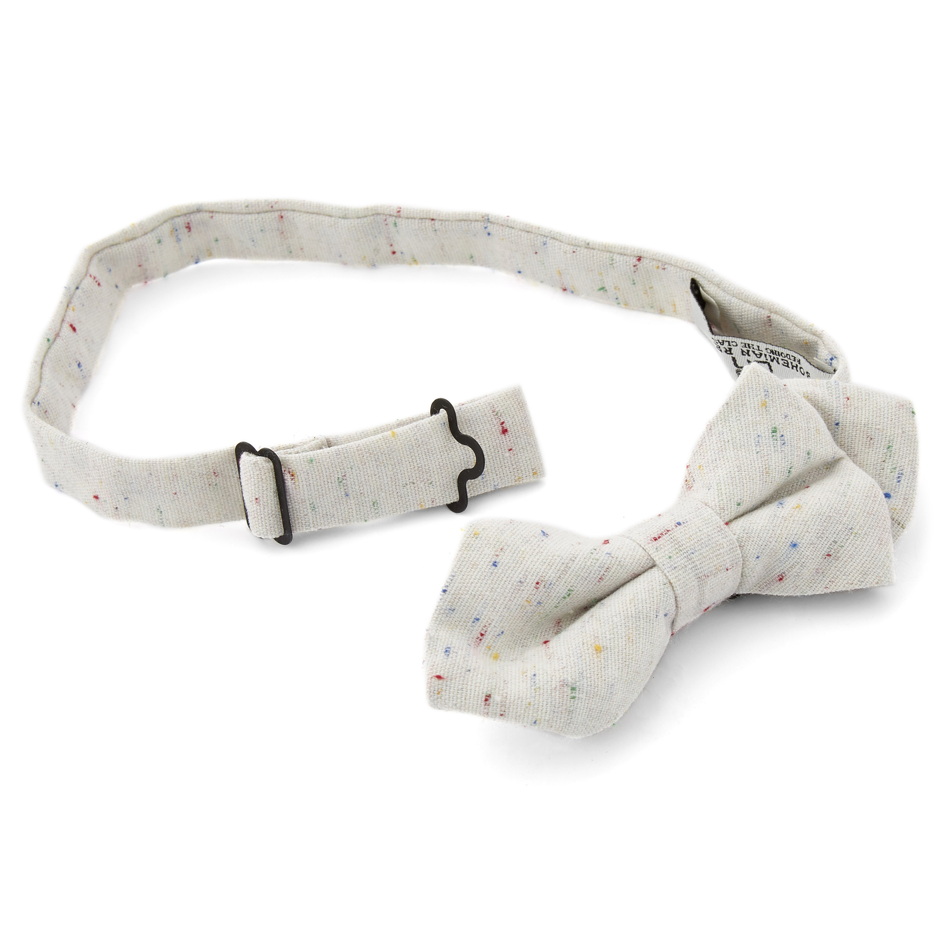 White Linen Pointy Pre-Tied Bow Tie - 2
