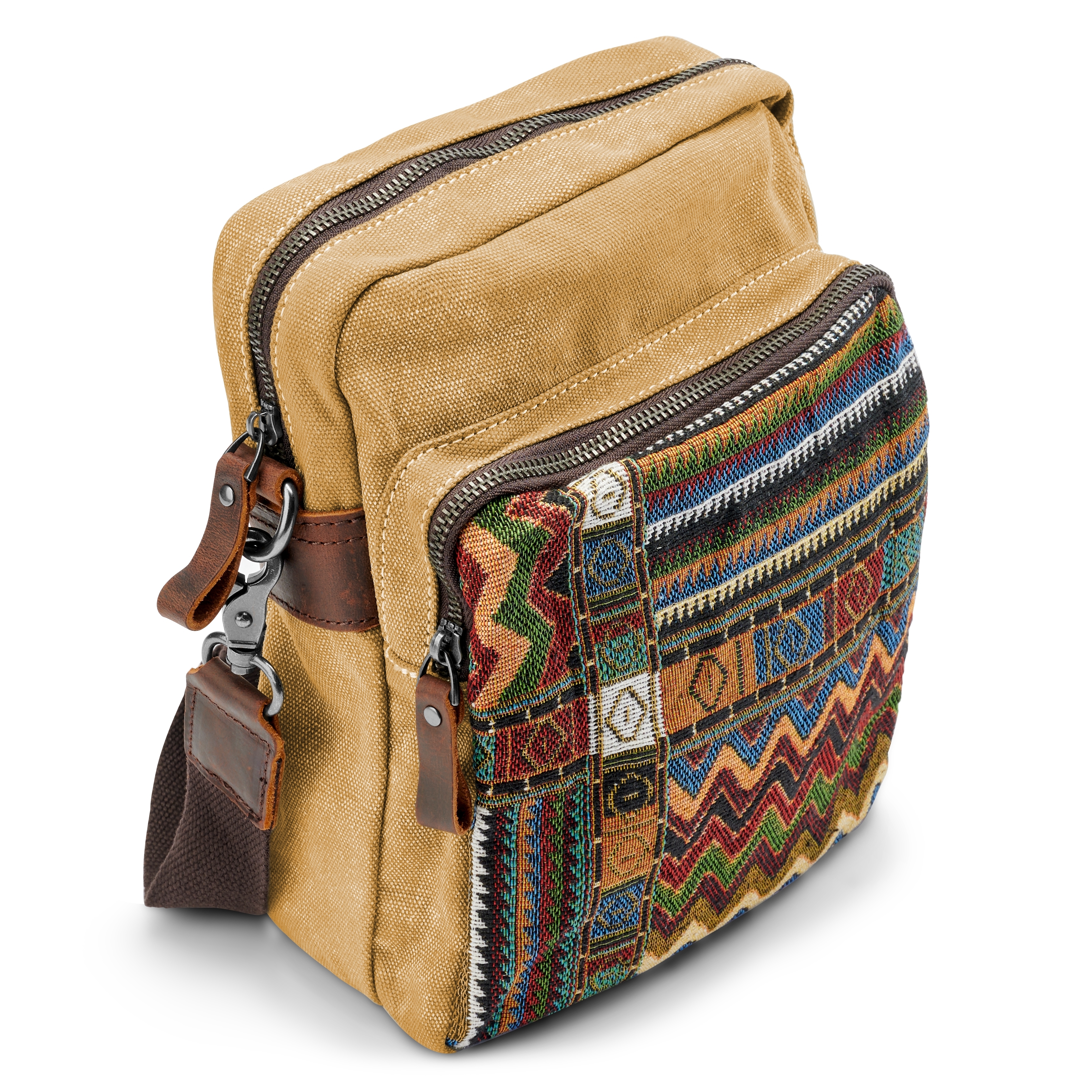 Retro Tan Bohemian Canvas Shoulder Bag - 4