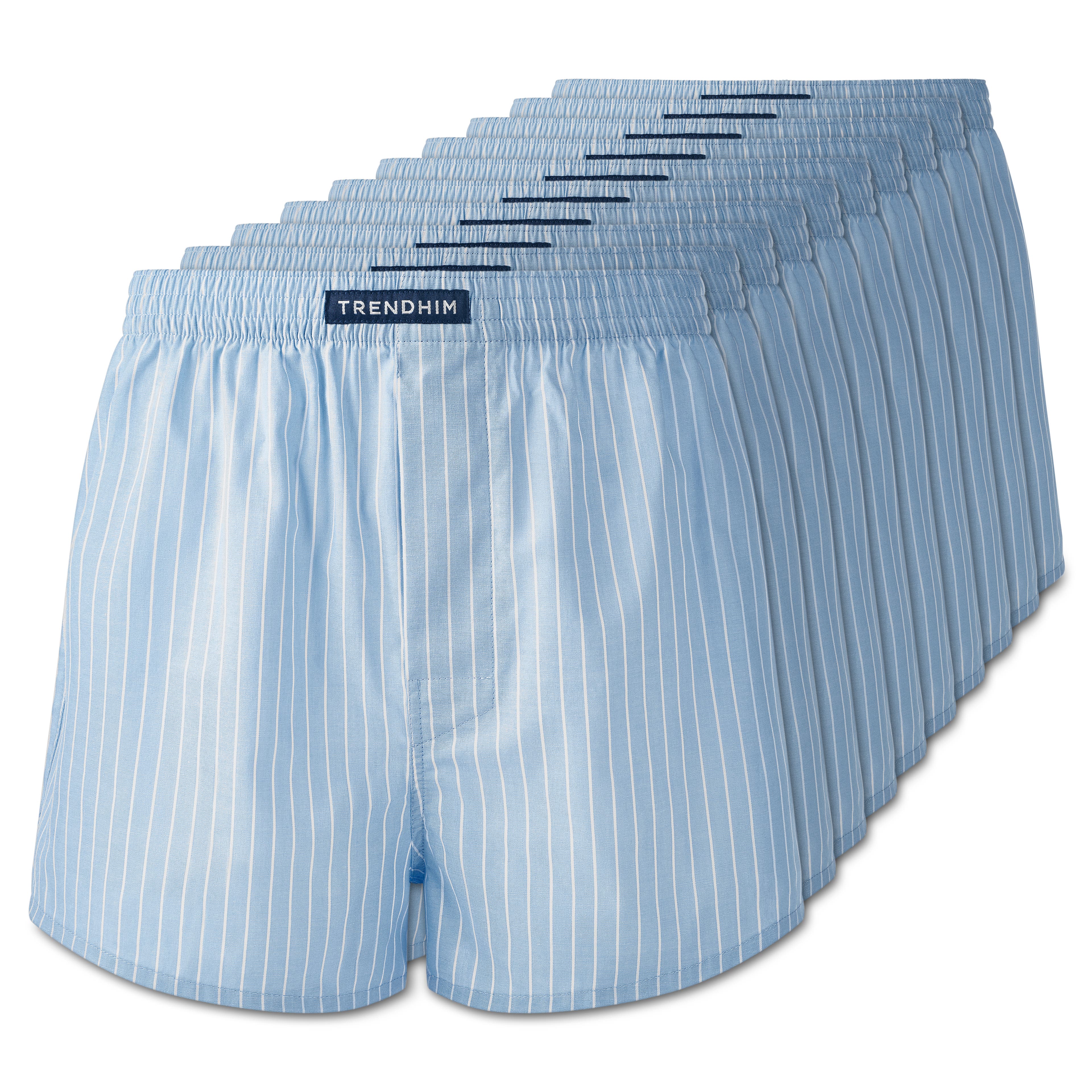 AirFeel | 10-dielne balenie pruhovaných nebesky modrých bavlnených boxeriek voľného strihu s tvarovaným puzdrom - 1