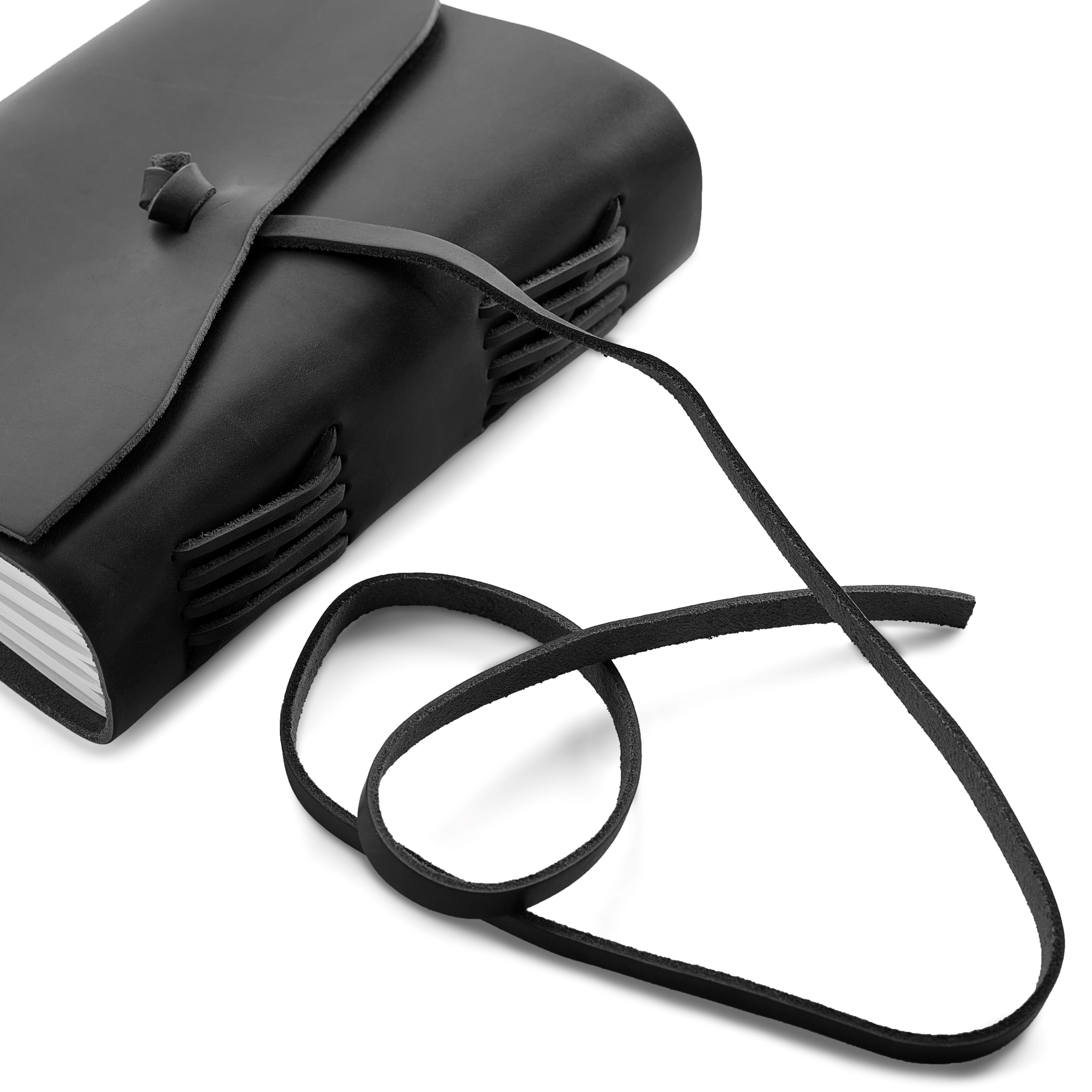 Zápisník | Čierna koža | Omotávacie zapínanie - 3