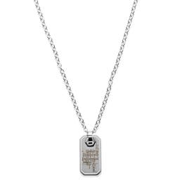 Silver-Tone Stainless Steel Believe Dog Tag Cable Chain Necklace