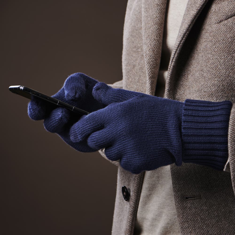 hover: Freek Navy Knitted Cotton Gloves hover: Freek Navy Knitted Cotton Gloves