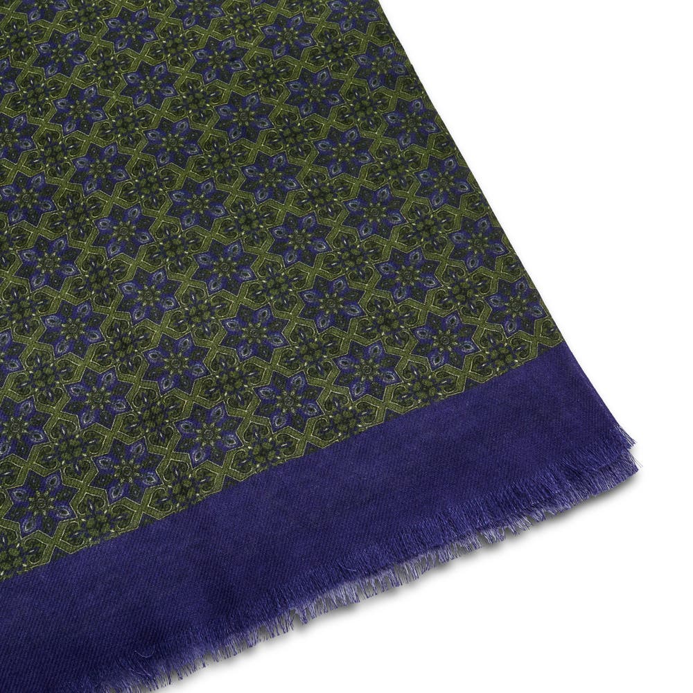 hover: Brux | Green & Blue Patterned Cotton Mix Scarf hover: Brux | Green & Blue Patterned Cotton Mix Scarf