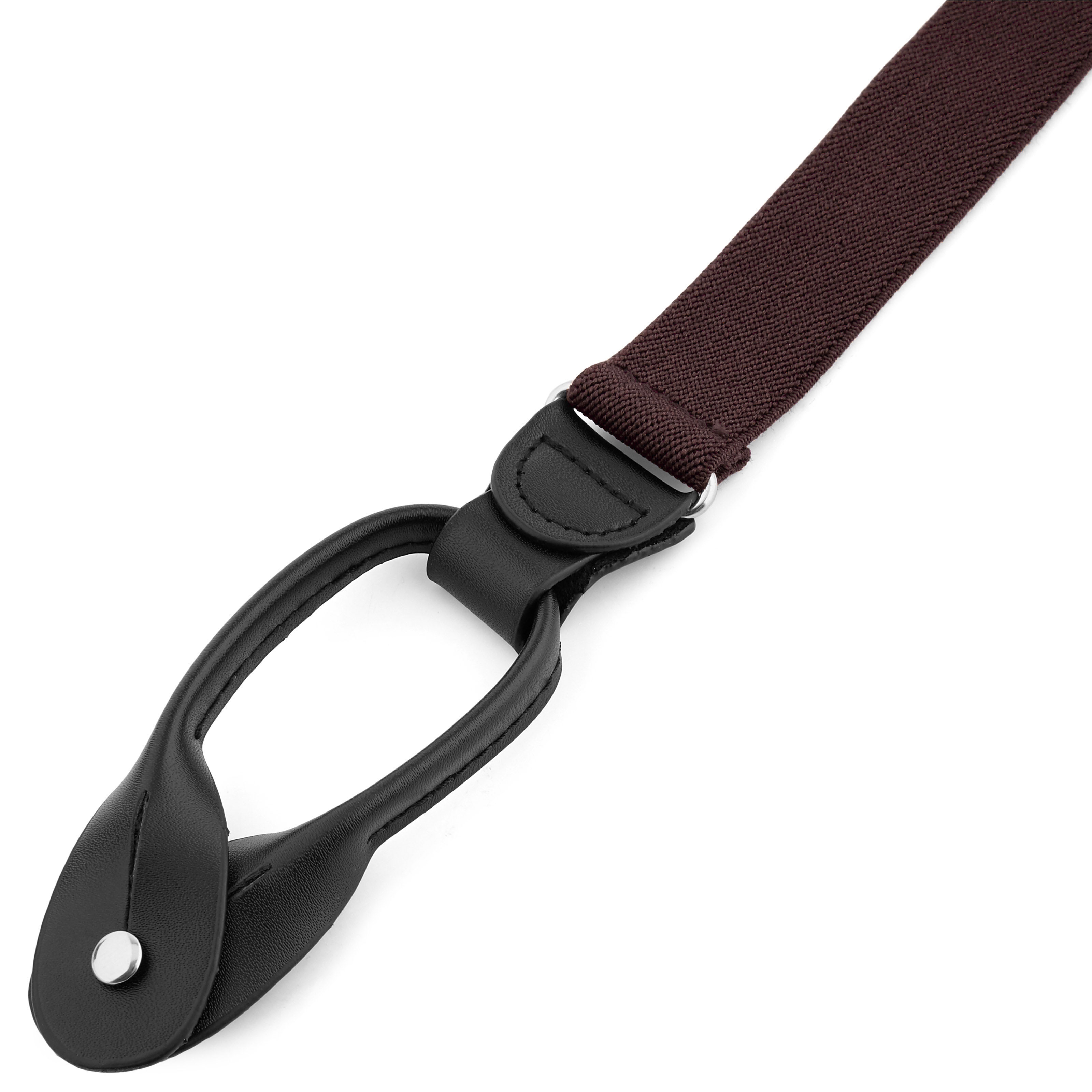 Bretelles fines à boutons - couleur marron foncé - 2