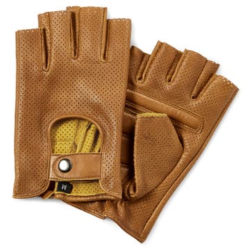 Tan Fingerless Sheep Leather Driving Gloves