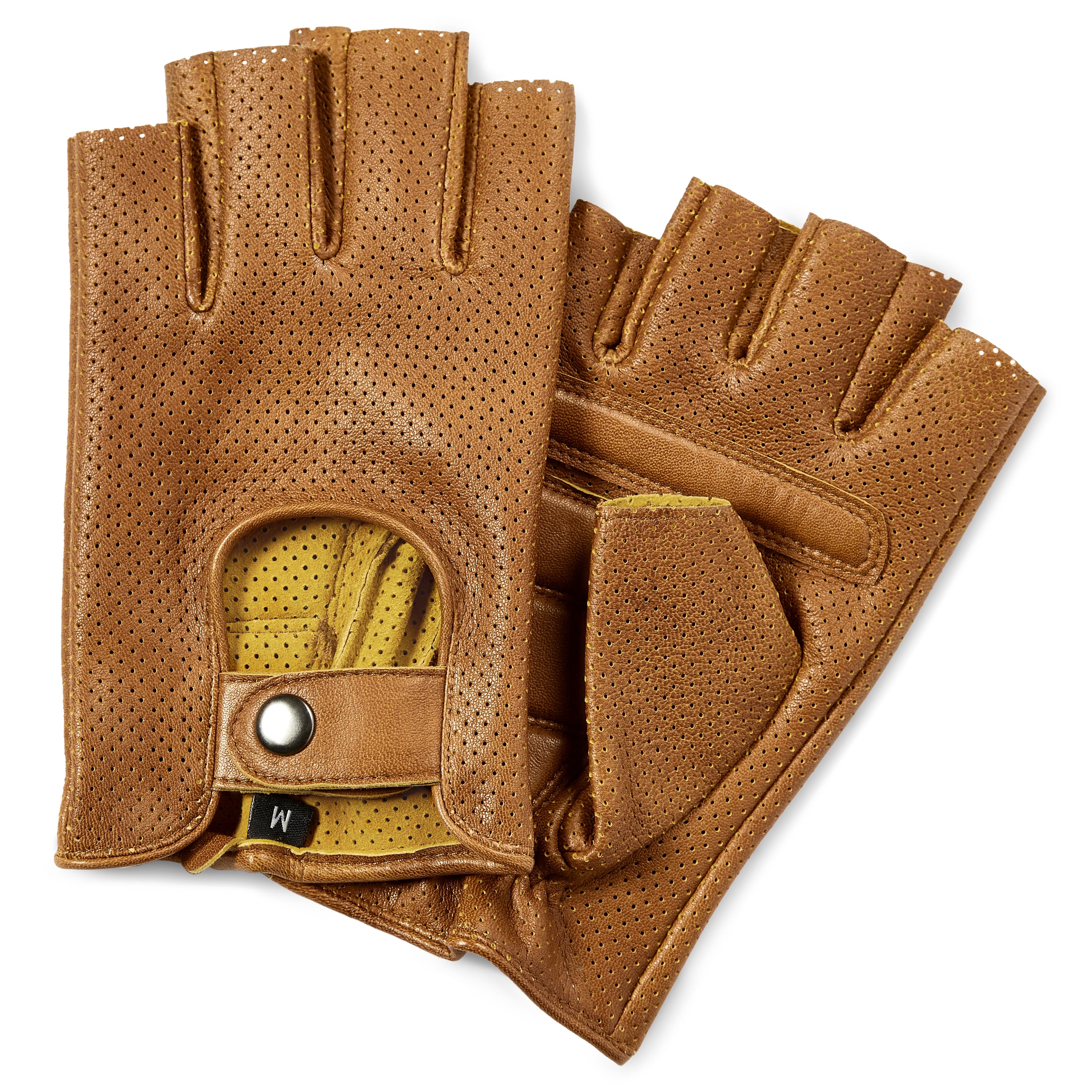 Tan Sheepskin Leather Fingerless Driving Gloves