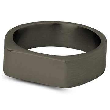 7 mm Gunmetal Black Stainless Steel Rectangular Signet Ring 7 mm Gunmetal Black Stainless Steel Rectangular Signet Ring