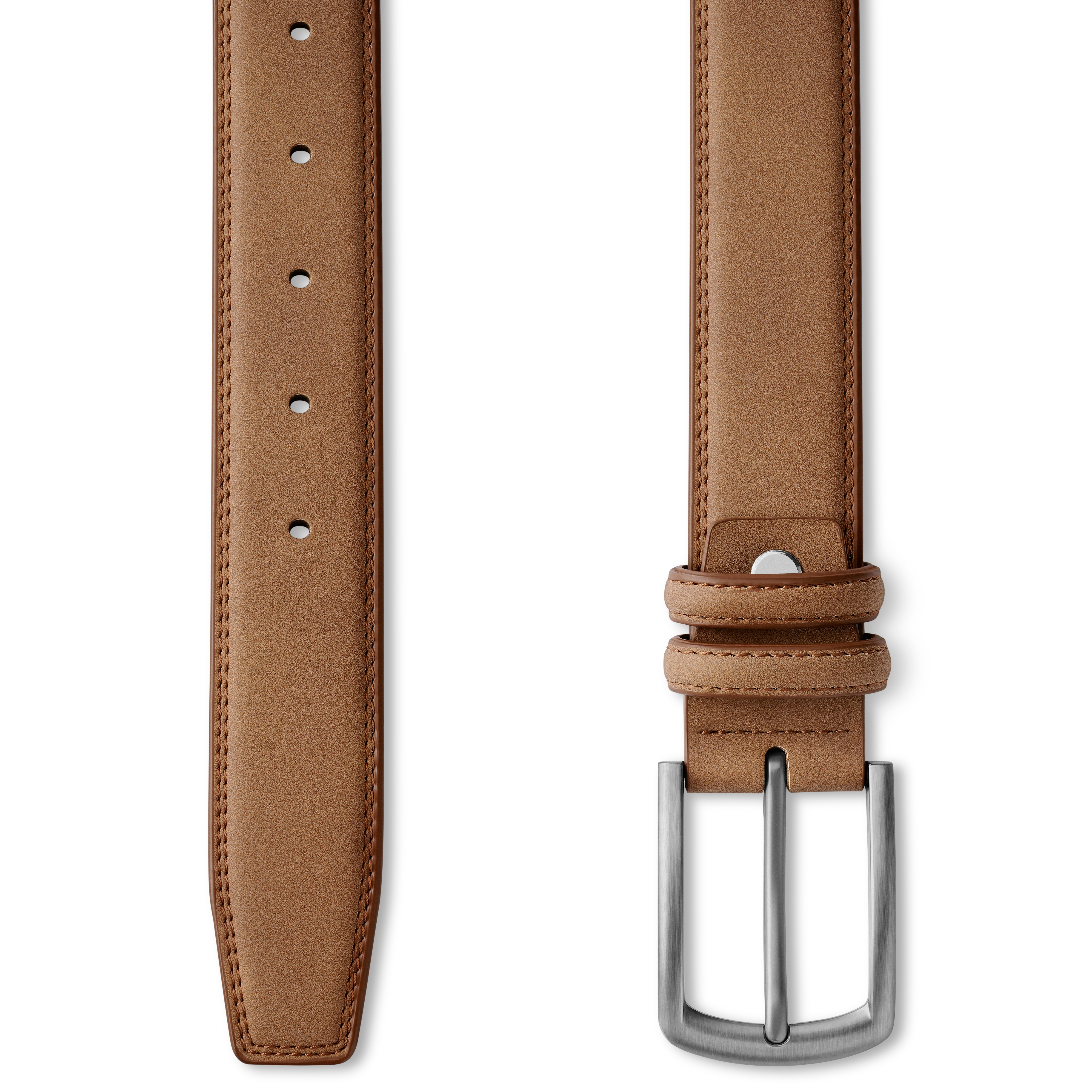 Светлокафяв класически колан от изкуствен велур - 2