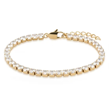 Dazzle | 4 mm 14K επιχρυσωμένο βραχιόλι τένις με κρυστάλλινη ζιρκόνια Dazzle | 4 mm 14K επιχρυσωμένο βραχιόλι τένις με κρυστάλλινη ζιρκόνια