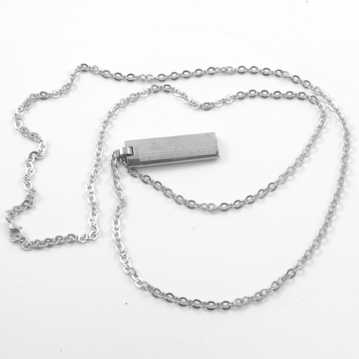 Kreuz Stahlhalskette Mit Schriftzug  - 2