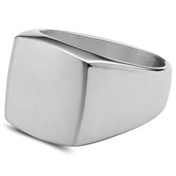 Gravel | Silver-Tone Stainless Steel Signet Ring