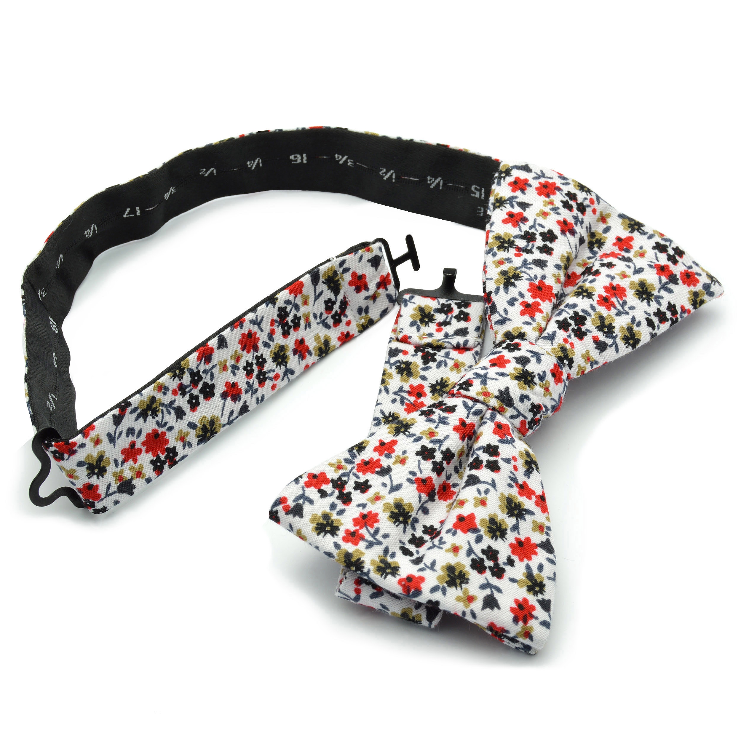 Noeud papillon en coton à fleurs blanc - 2