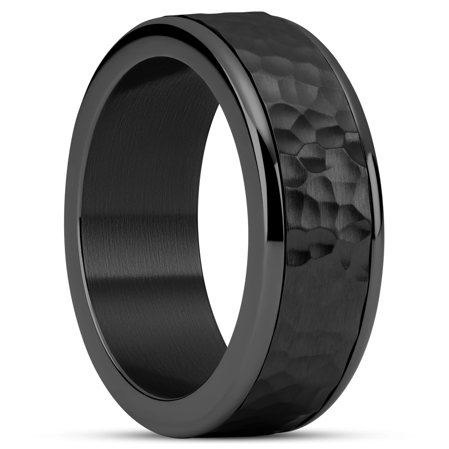 Enthumema | 8 mm gehämmerter schwarzer Fidget Ring aus Edelstahl Enthumema | 8 mm gehämmerter schwarzer Fidget Ring aus Edelstahl