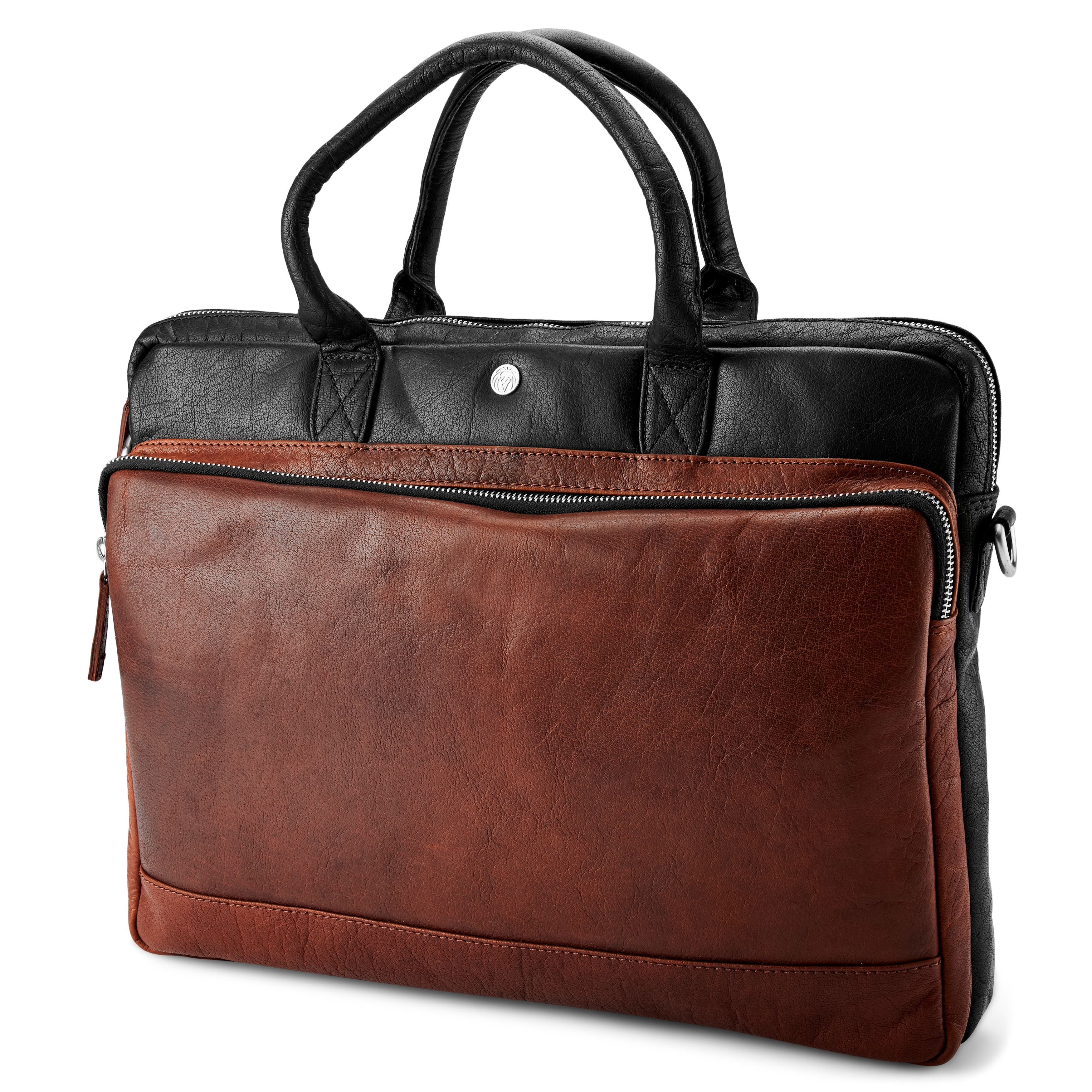 Bolso para el portátil de cuero negro y marrón Montreal - 1