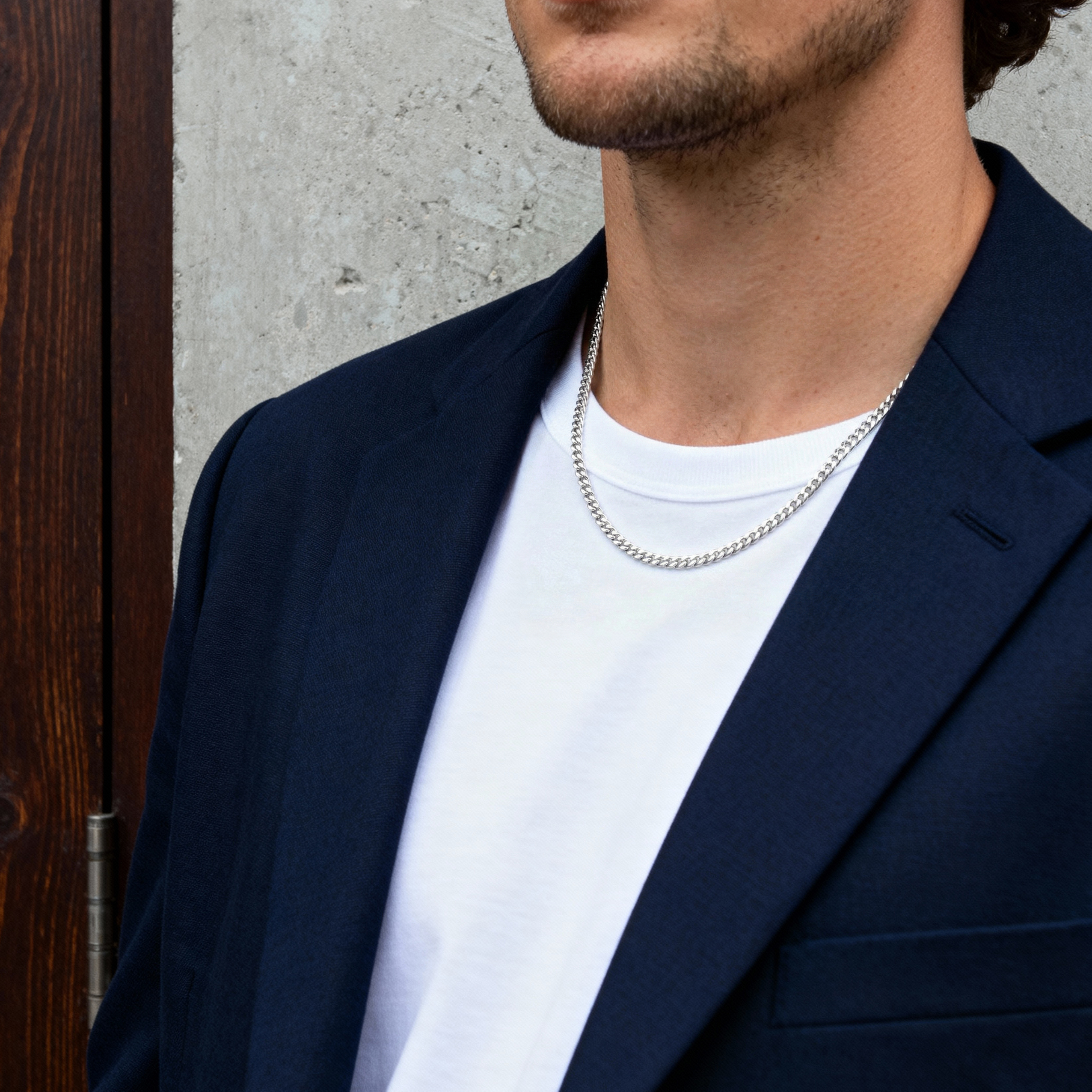 4 mm sidabro spalvos grandinėlė kaklui - 5