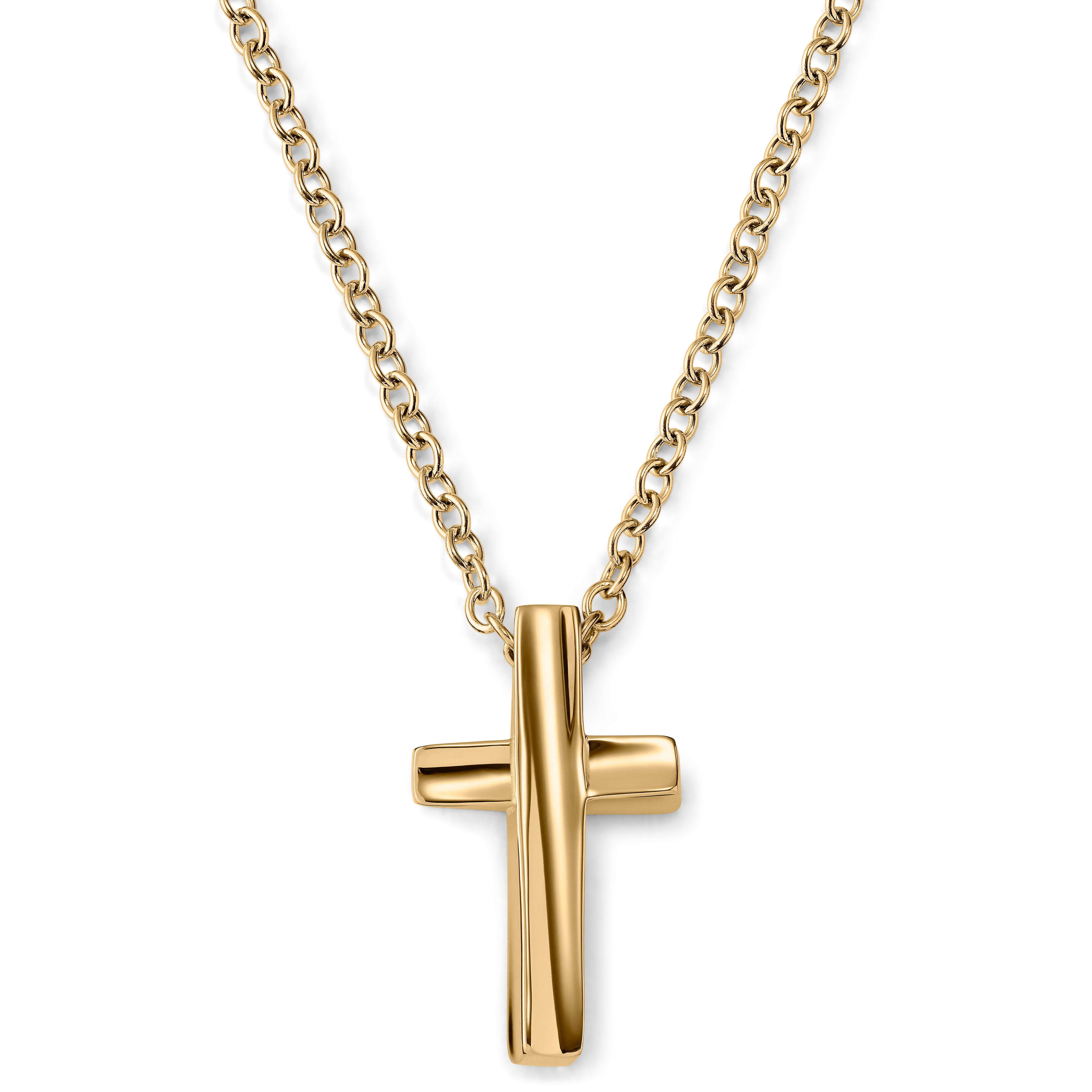 Mens gold chain sales with cross pendant