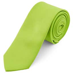 Cravate unie vert citron 6 cm