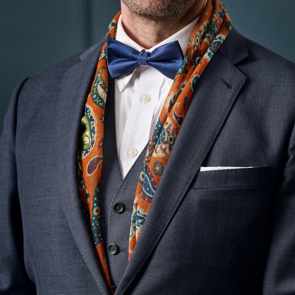 hover: Virtuo | Tangerine Paisley Wool Scarf hover: Virtuo | Tangerine Paisley Wool Scarf
