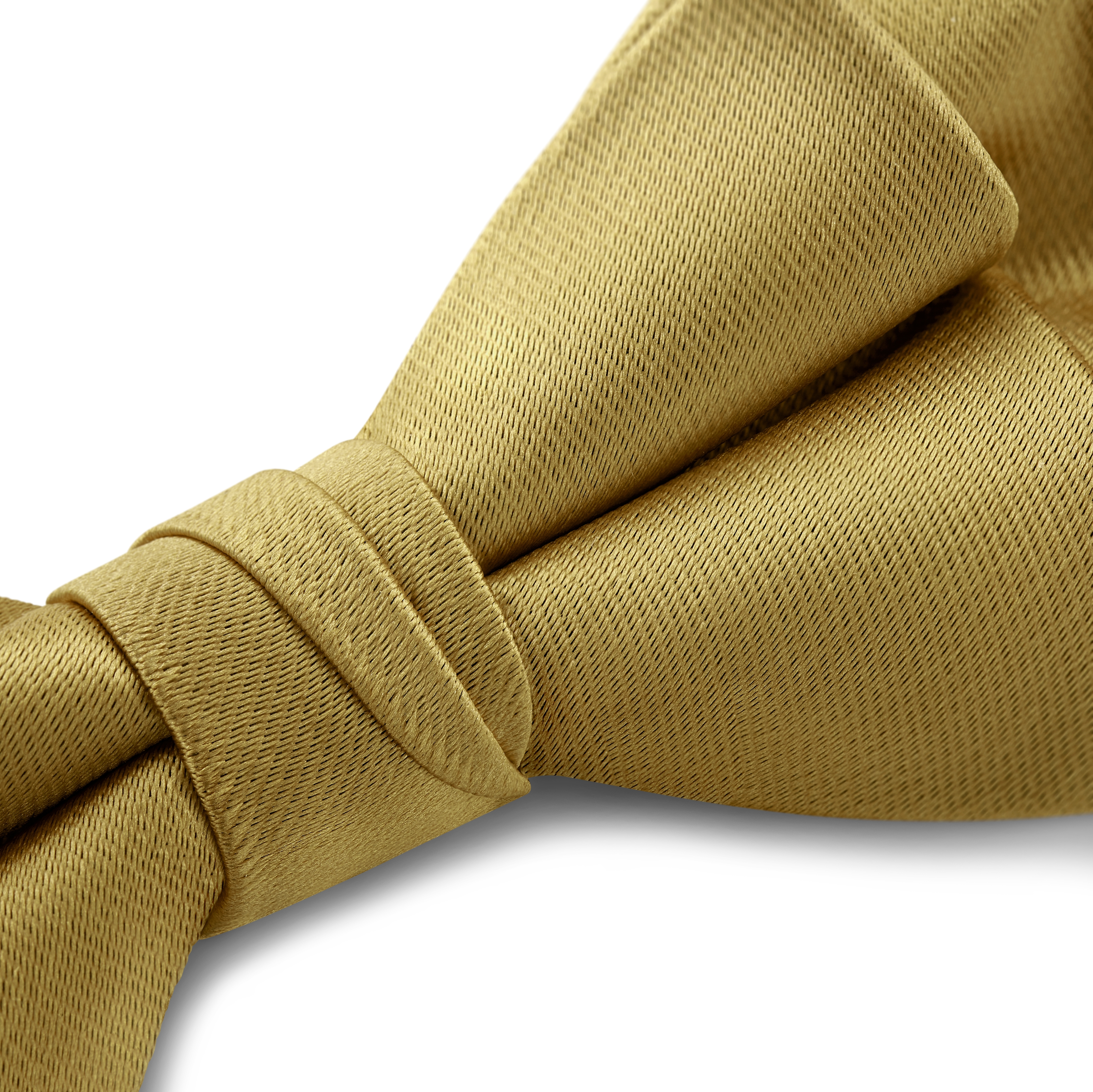 Предварително завързана сатенена папийонка в цвят горчица със заострени краища - 3