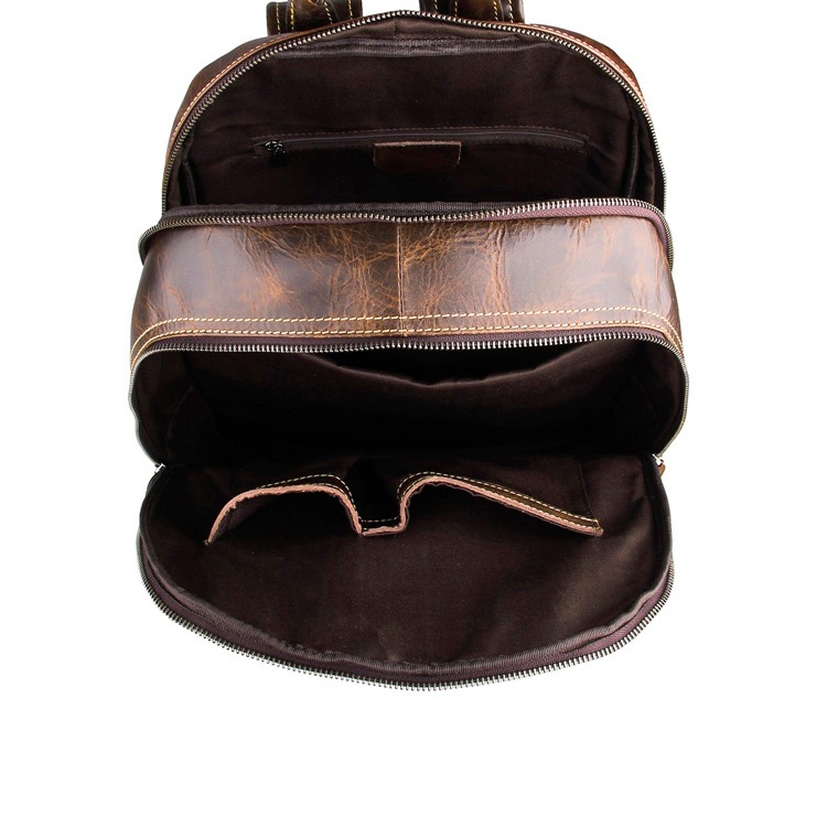Lichtgewicht Bruine Leren Backpack - 9